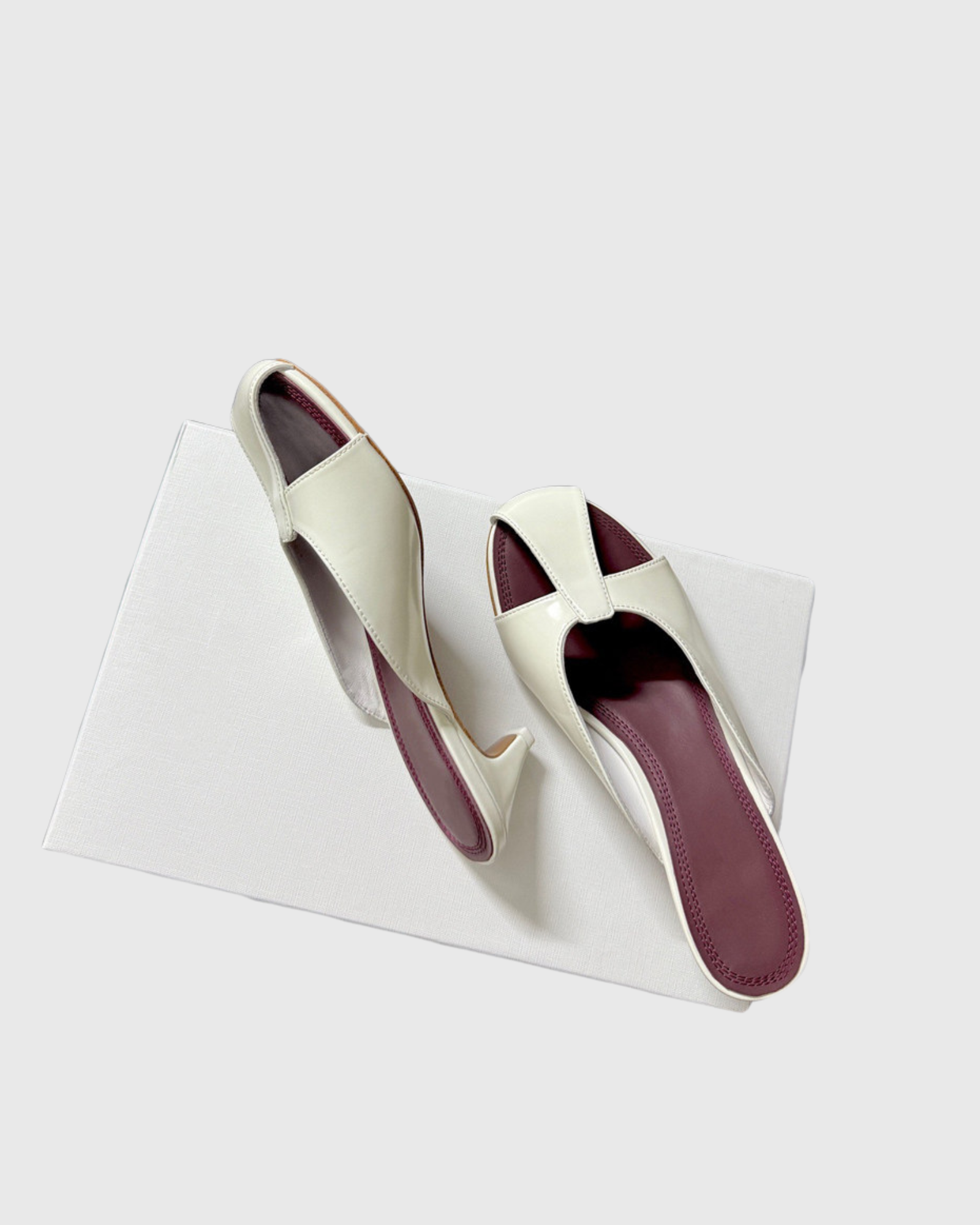 Kyrelle Leather Kitten Heel Mules In White