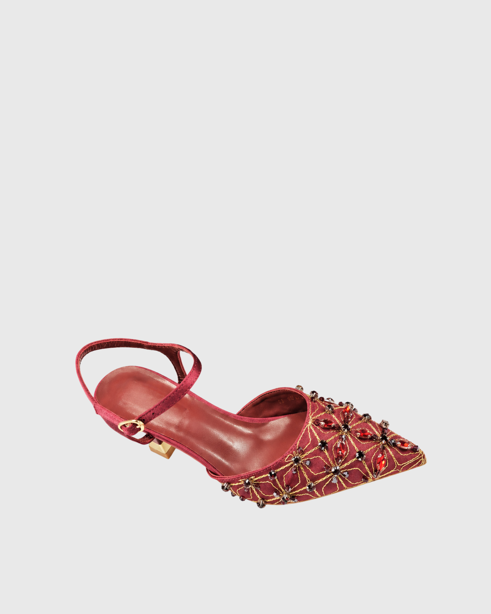 Flora Rhinestone Slingback Pumps In Rouge