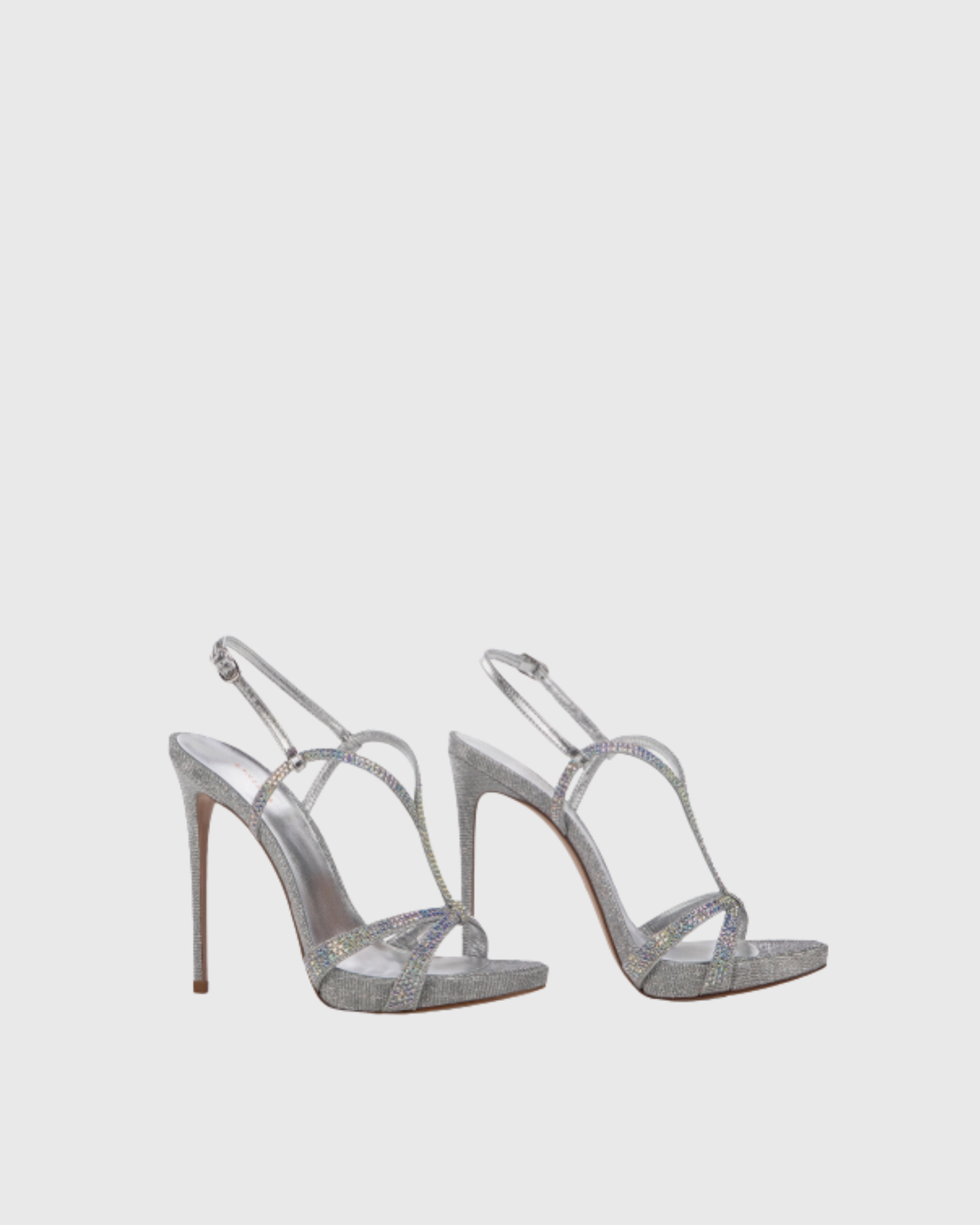 Bernice Diamente Strap Glitter Sandals In Silver
