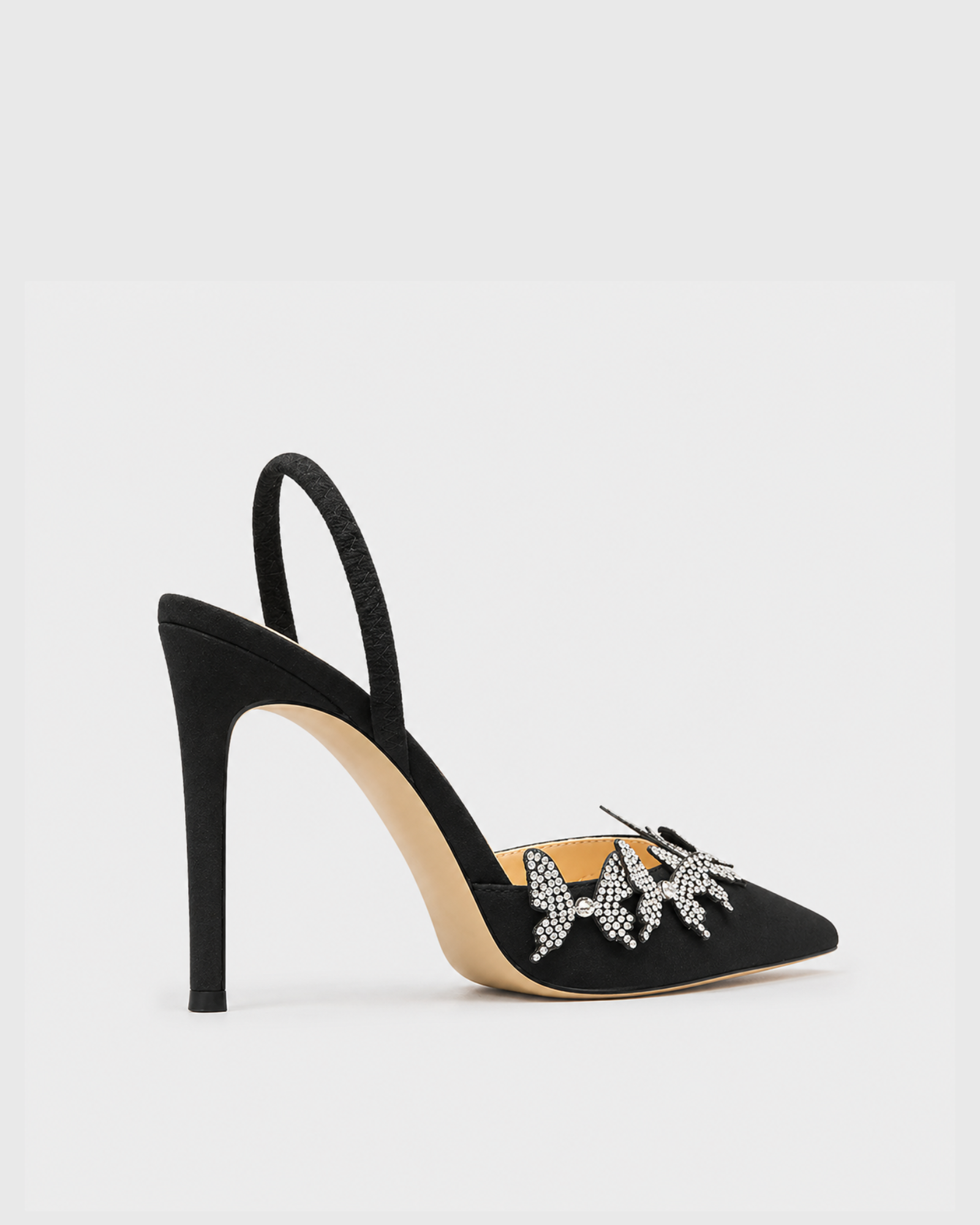 Sai Butterfly Slingback Satin Pumps In Black
