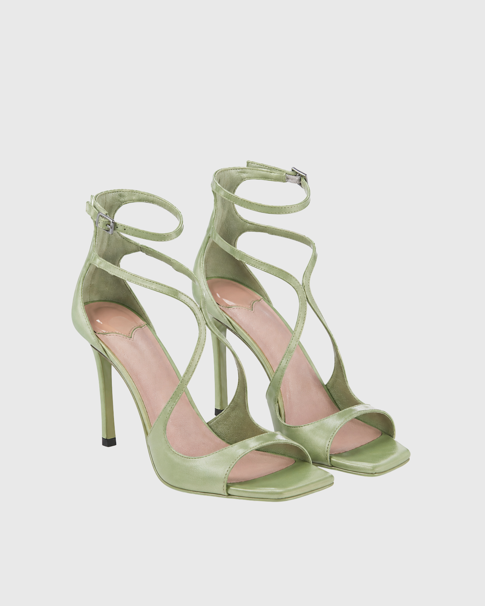 Aryana Satin Strap Sandals In Green