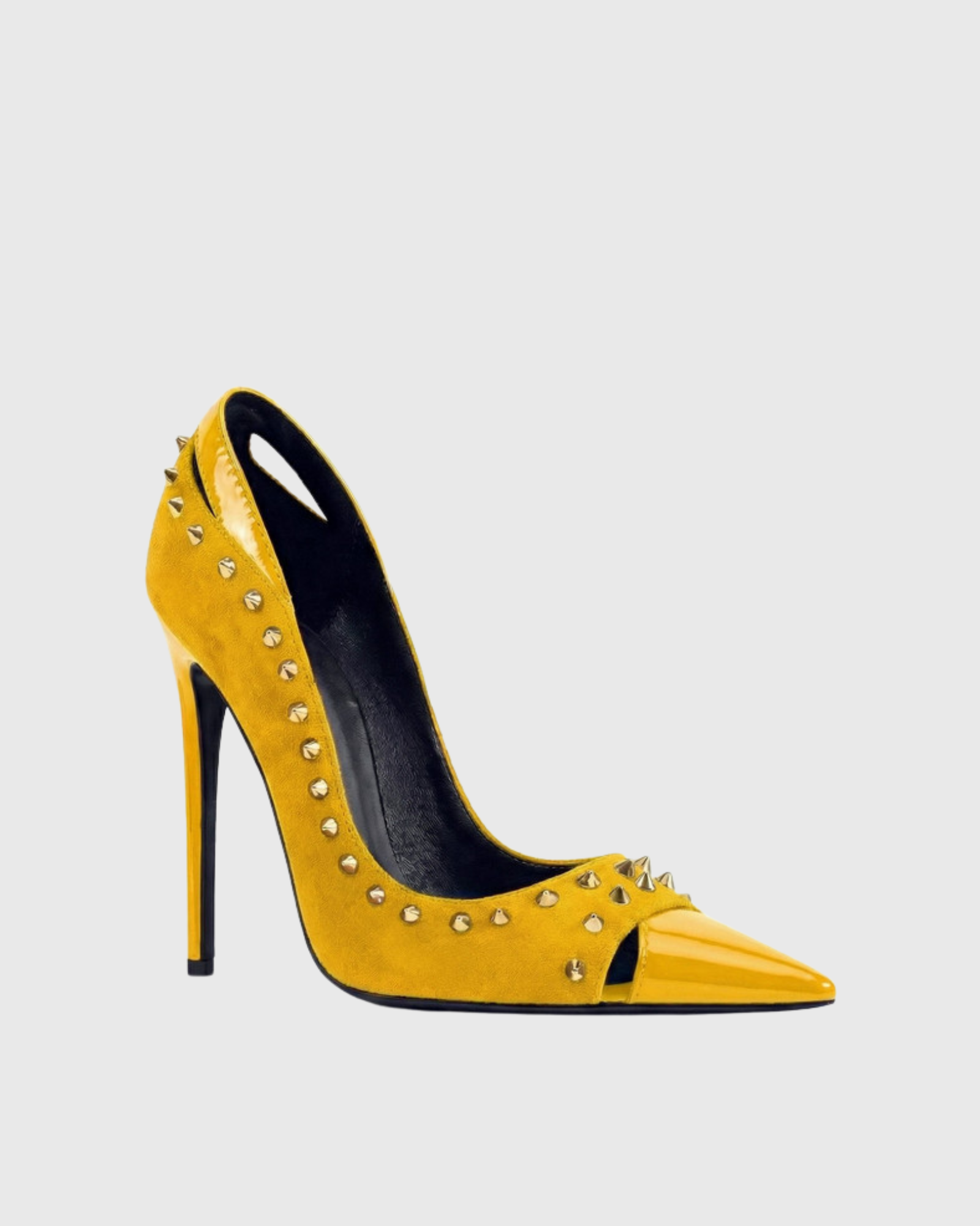 Aurelie Studded Stiletto Pumps in Mustard