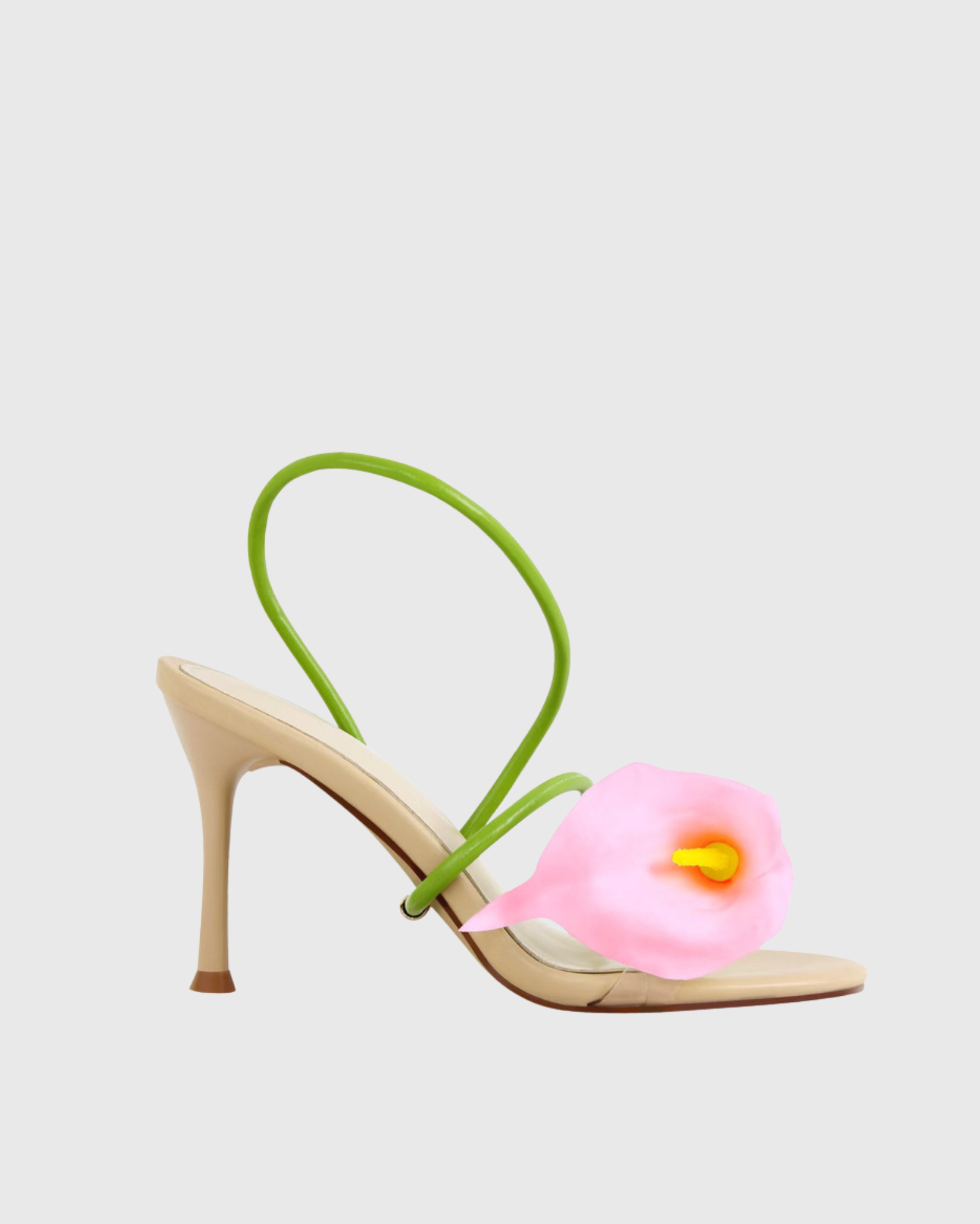 Yamilet Pink Flower Green Strap Sandals