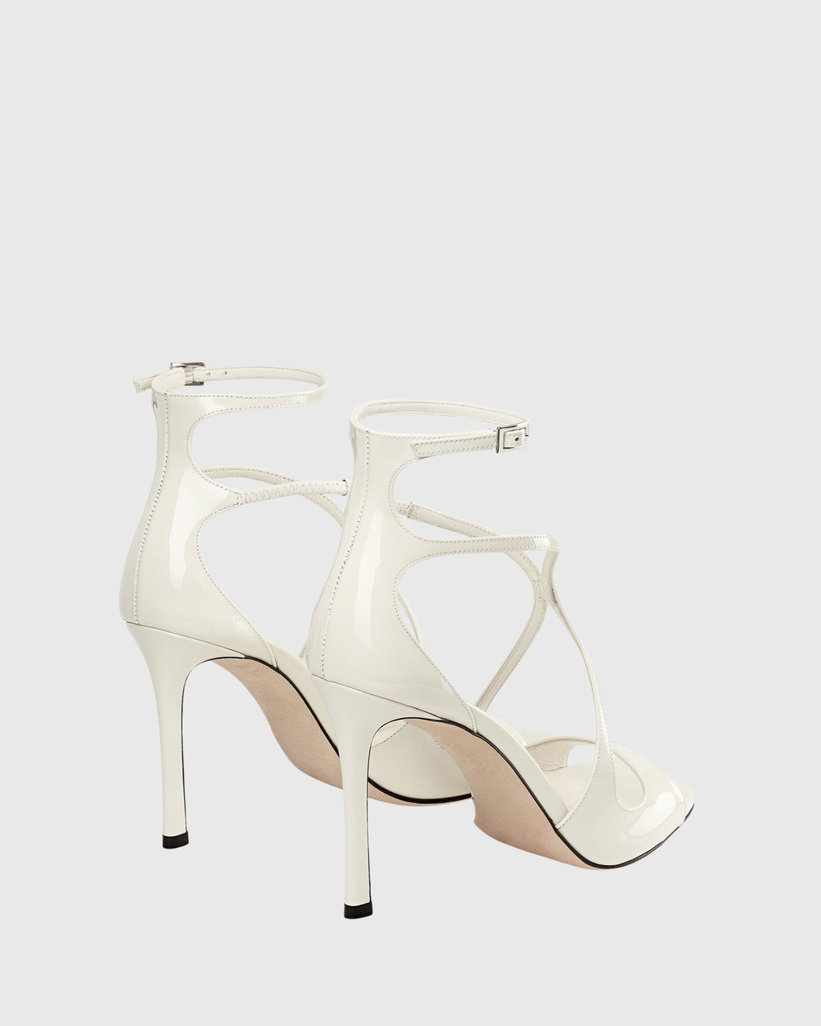 Aryana Patent Leather Strap Sandals In White