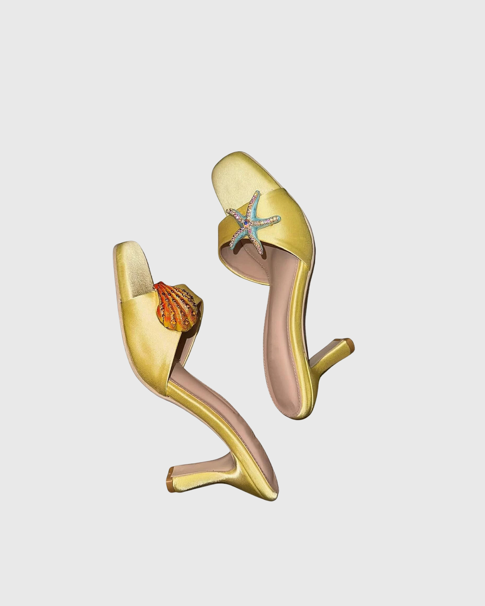 Elysia Rhinestone Mules In Yellow