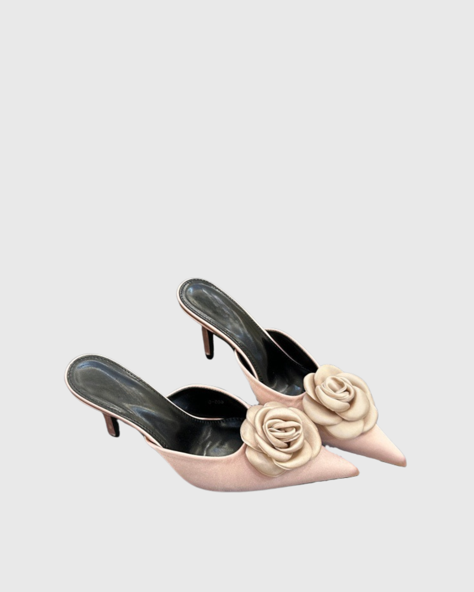 Domitilla Flower Satin Mules In Pink