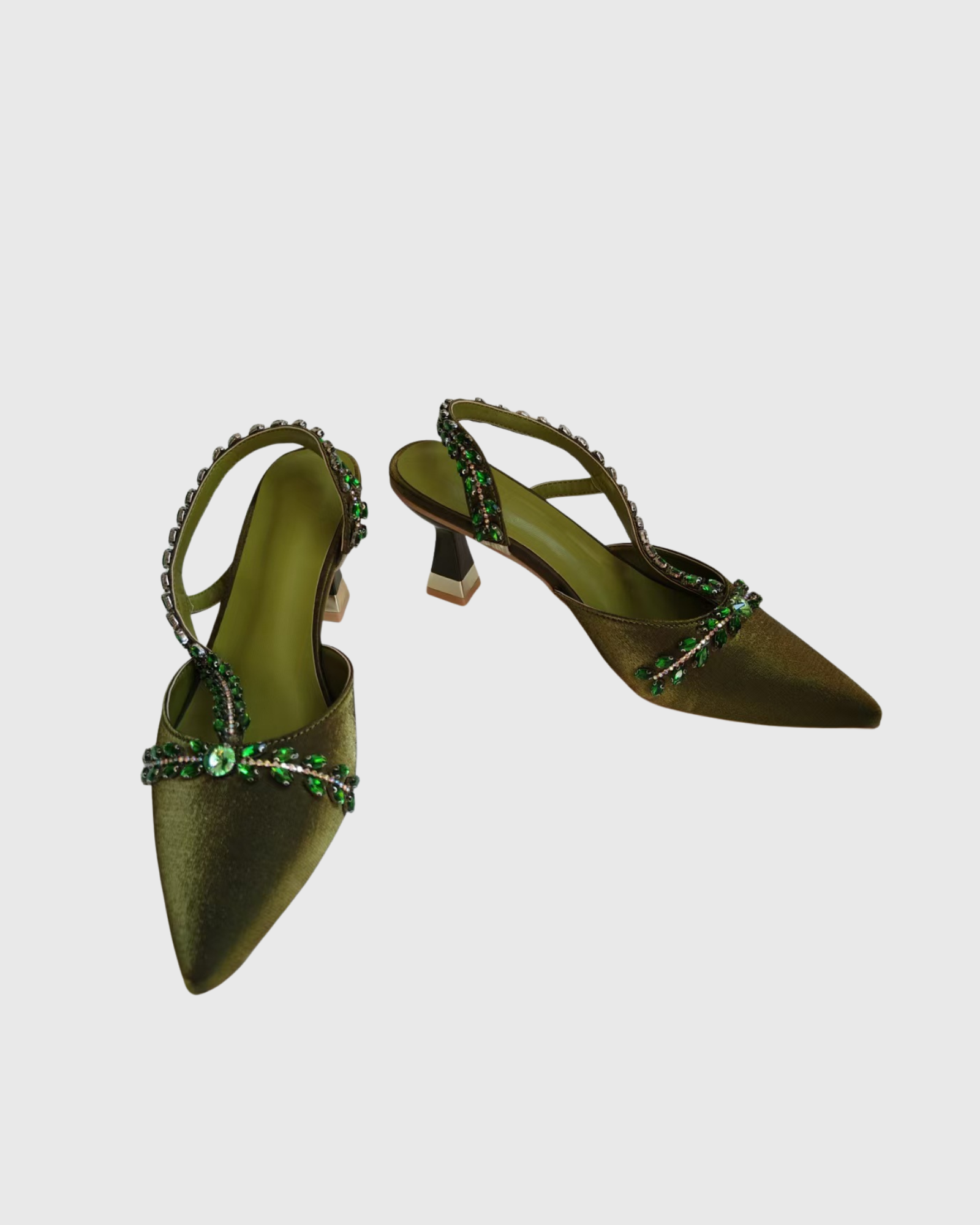 Zarelle Rhinestone Velvet Sandals In Emerald
