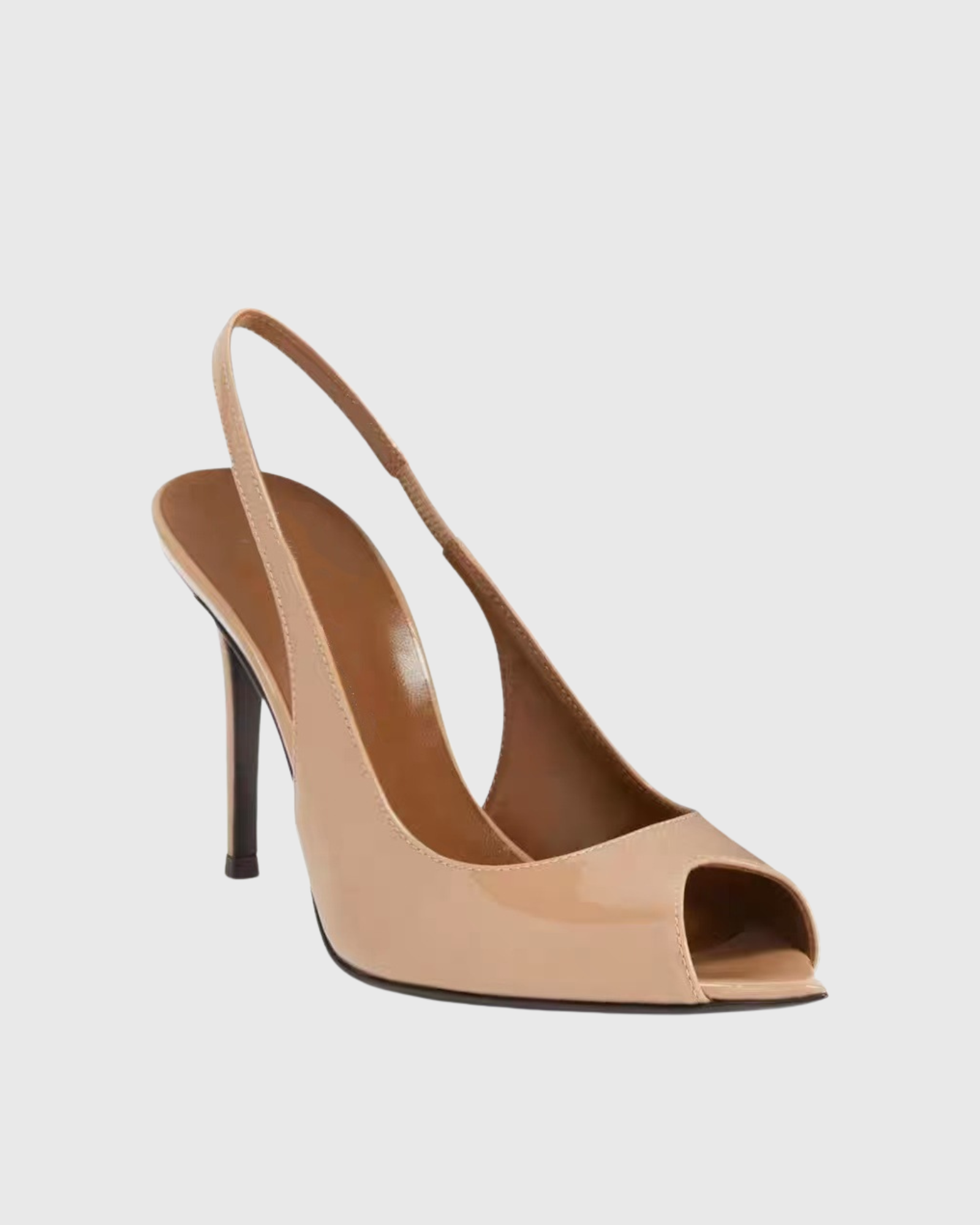Freya Patent Leather Open Toe Pumps In Beige