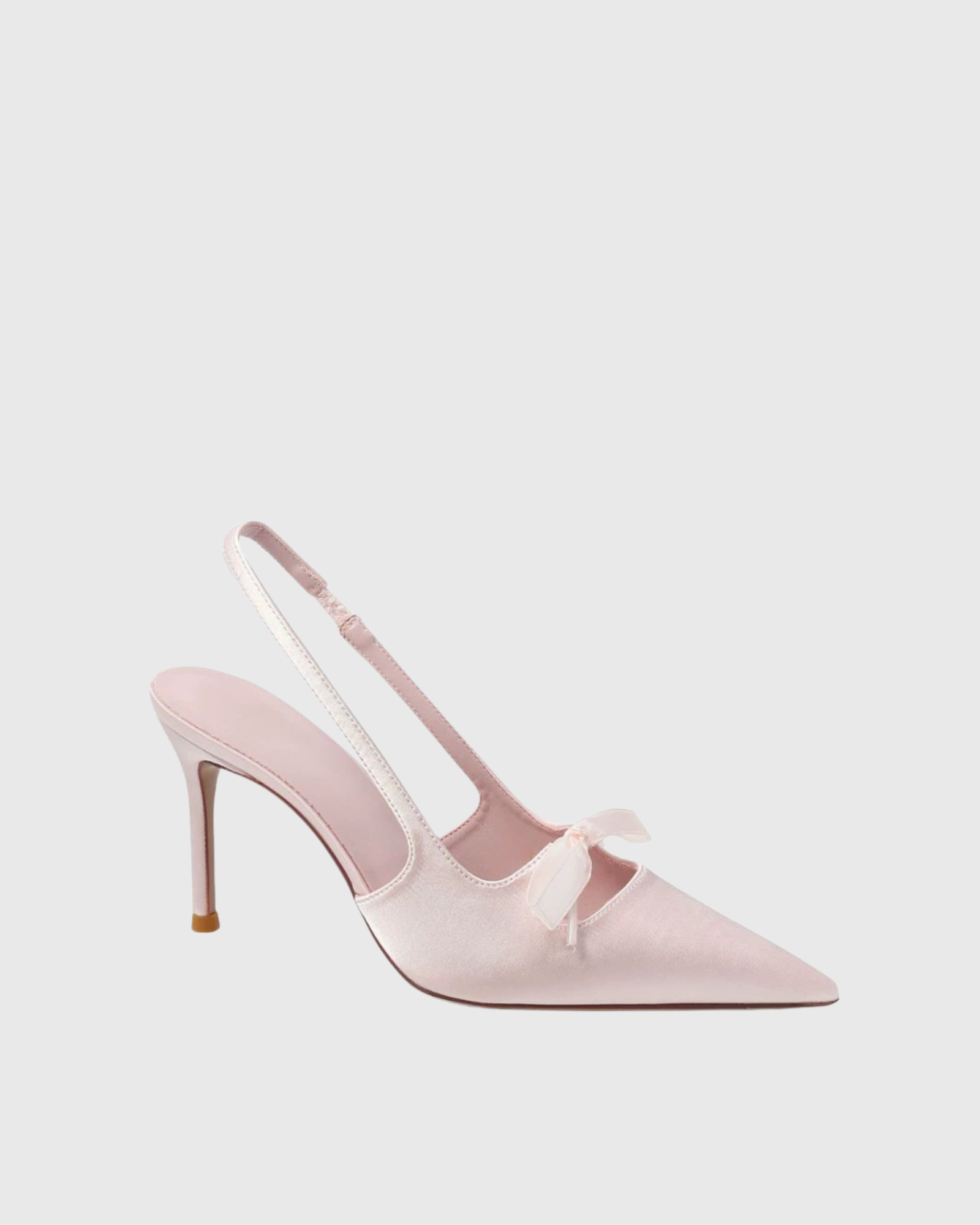 Fen Bow Satin Slingback  Pumps In Pink