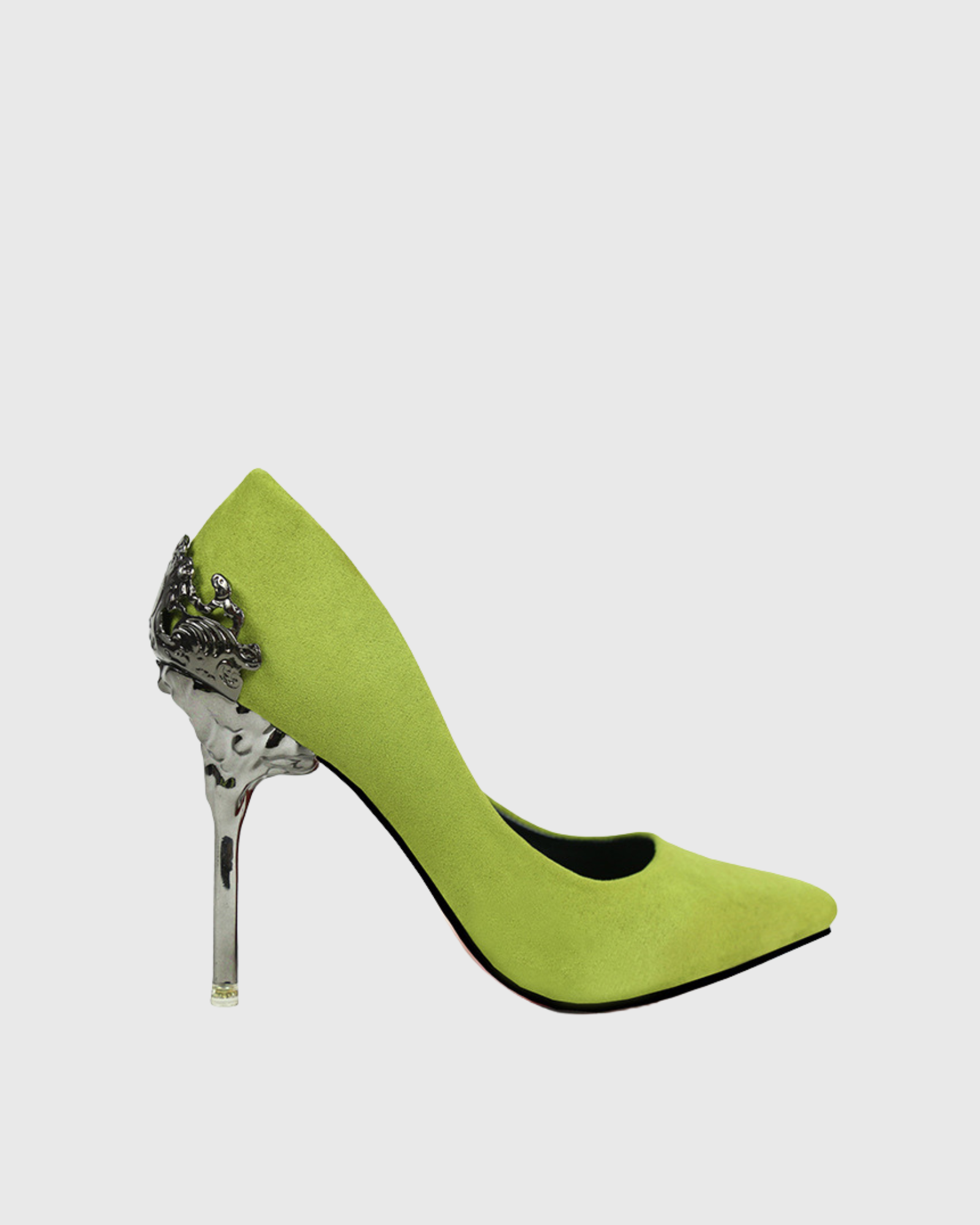 Cleo Flower Heel Velvet Pumps In Green