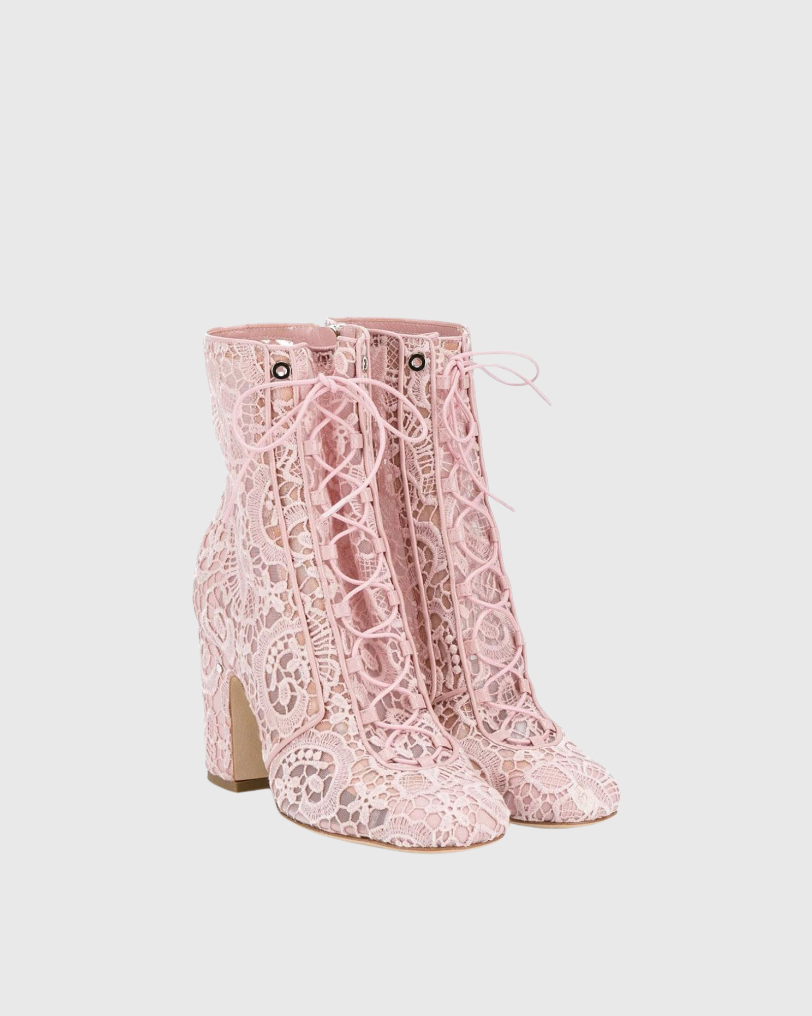 James Lace-Up Lace Ankle Boots In Pink