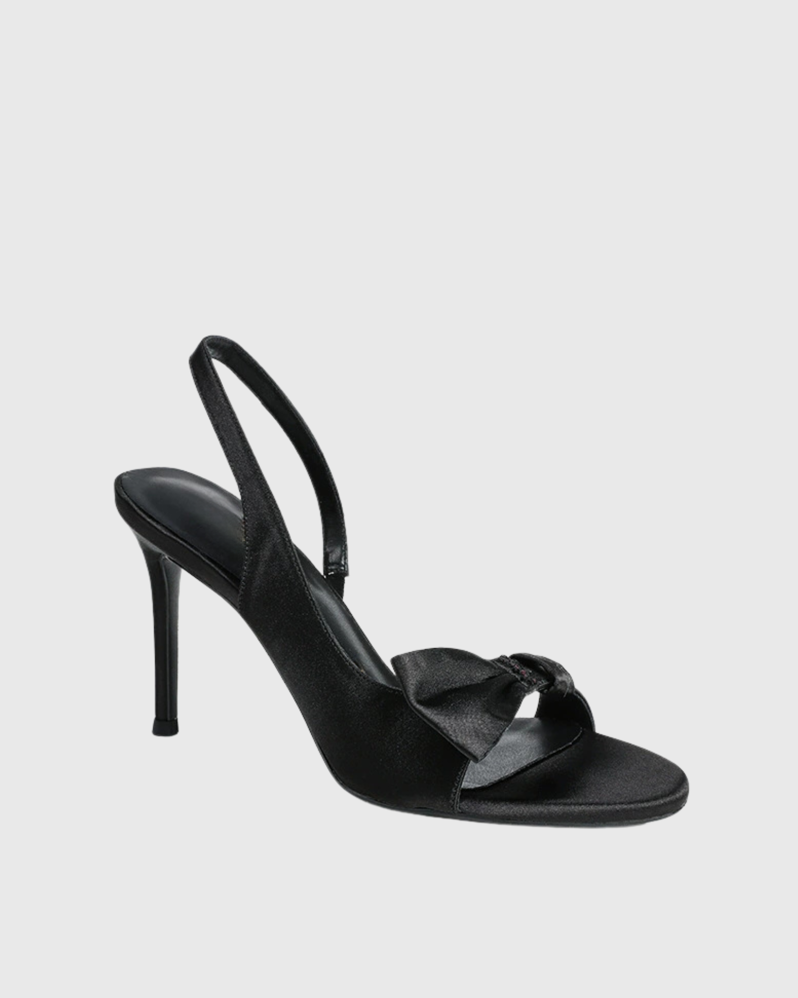 Damaris Bow Satin Sandals In Black