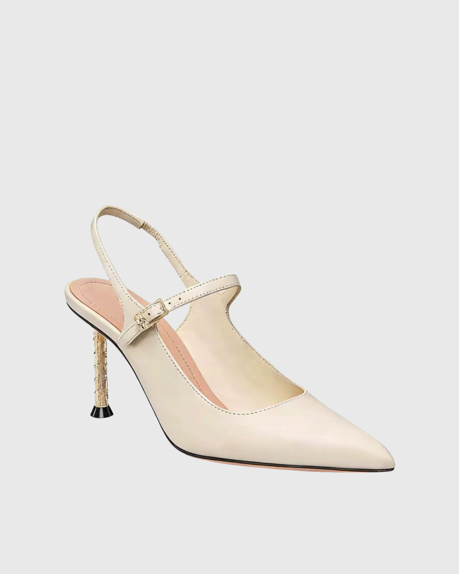 Nerina Pointed Toe Leather Pumps In Cream