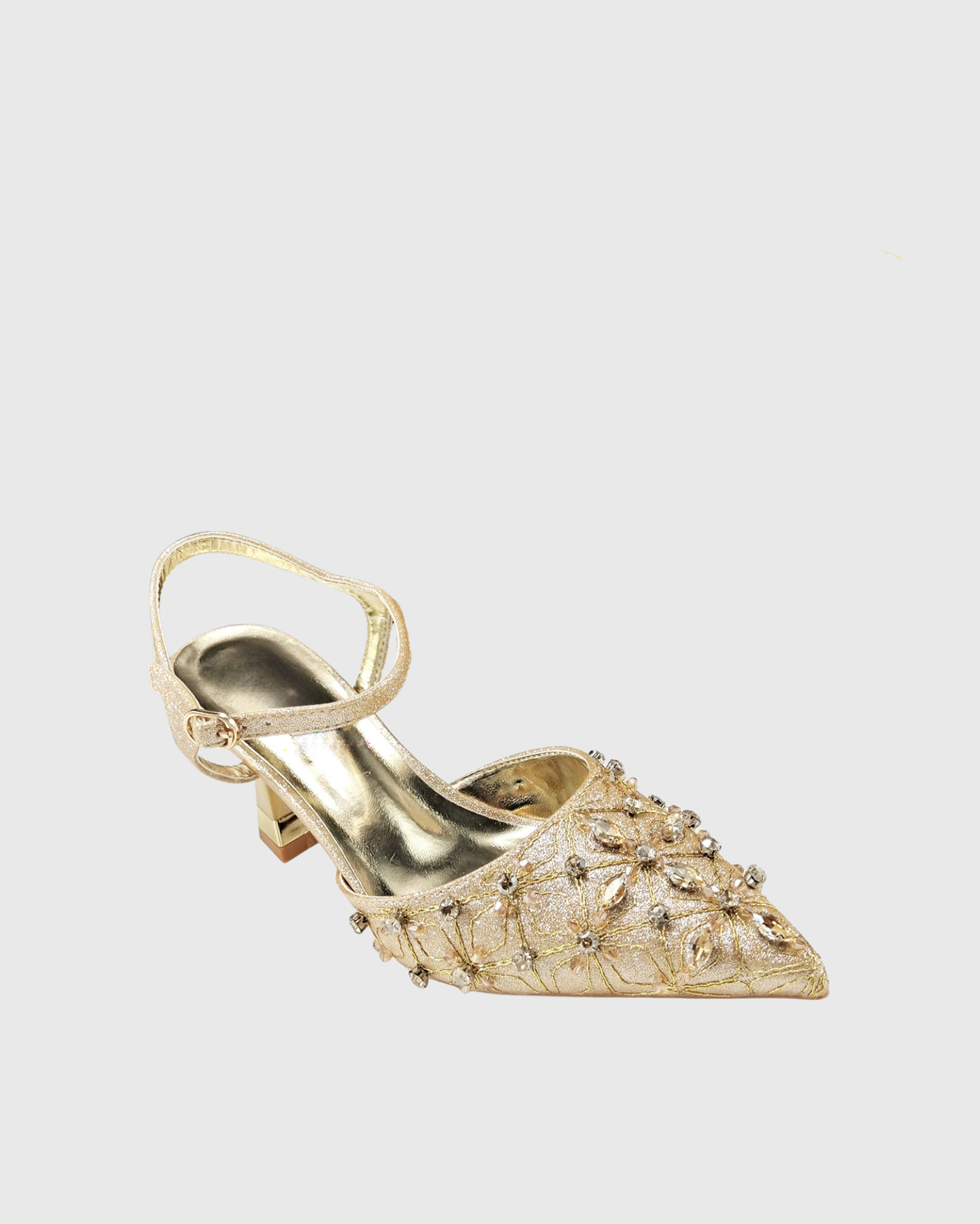 Flora Rhinestone Slingback Pumps In Champagne