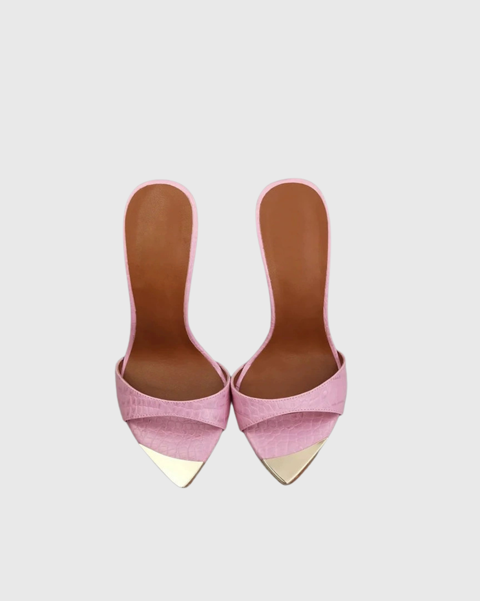 Rylee Crocdile Print Open Toe Mules In Pink