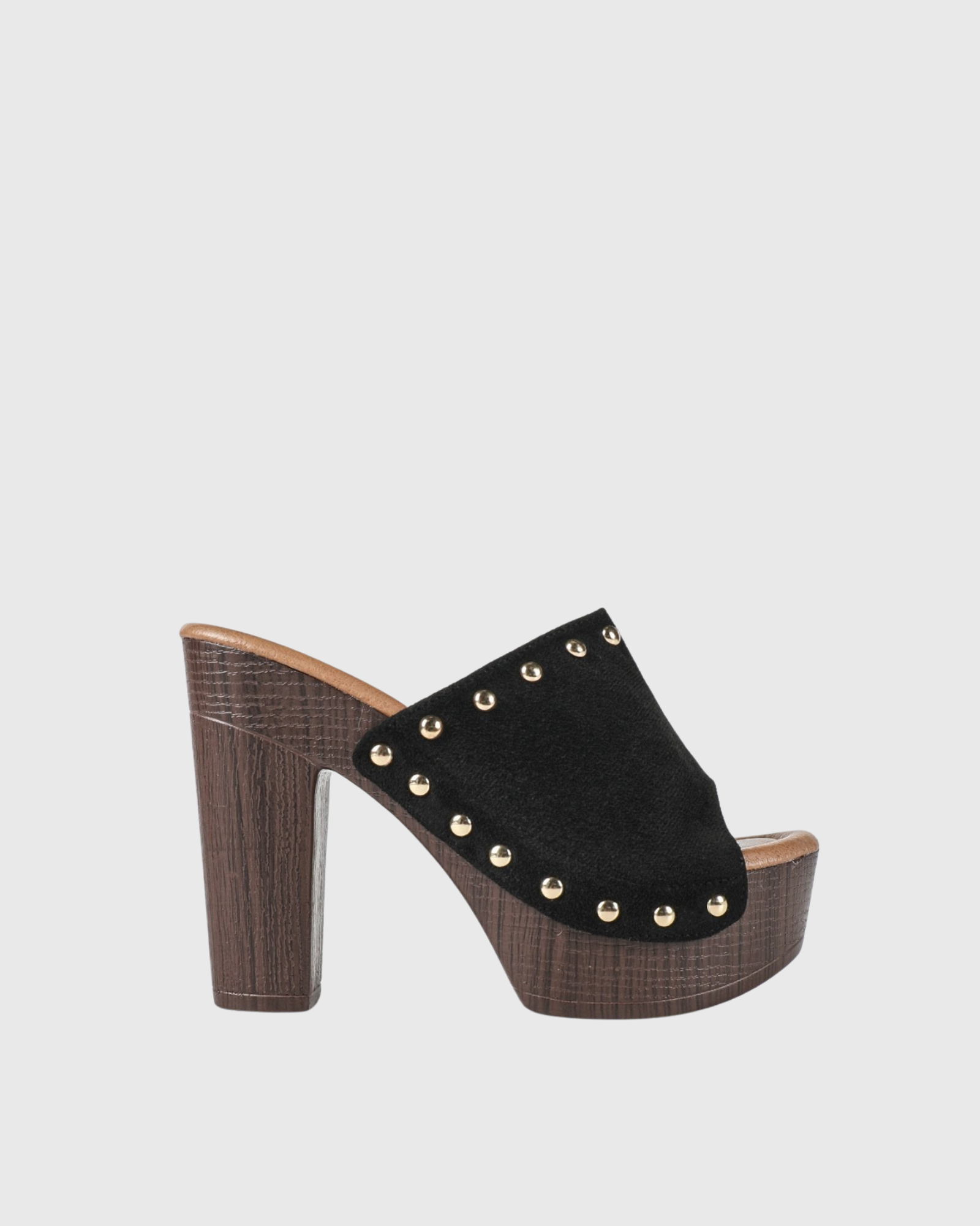 Hartley Studded Clog Wedge Heels In Black