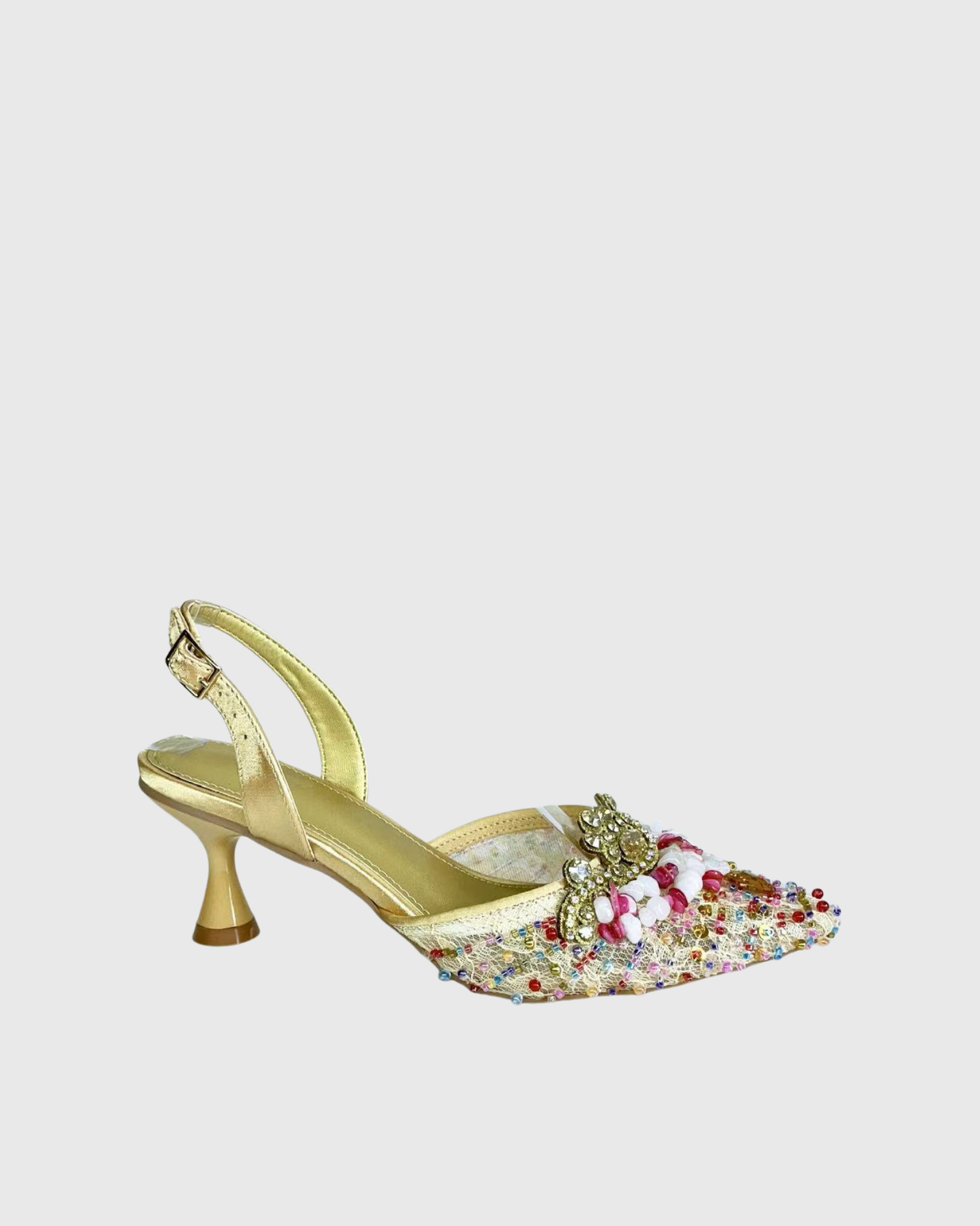 Sadb Diamond Embroidery Slingback Pumps In Gold