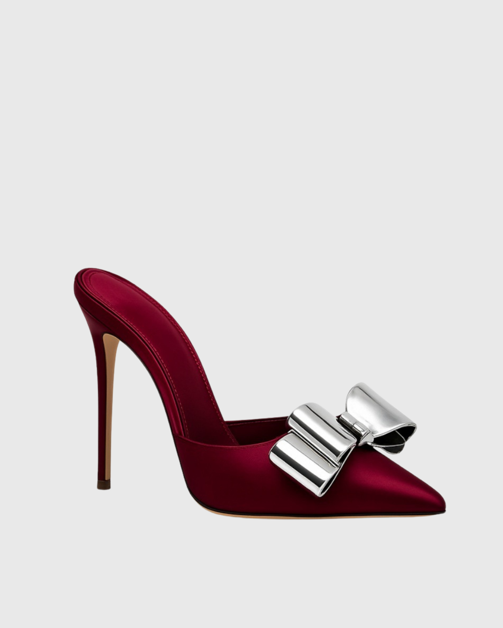 Isla	Bow Stiletto Mules In Burgundy 