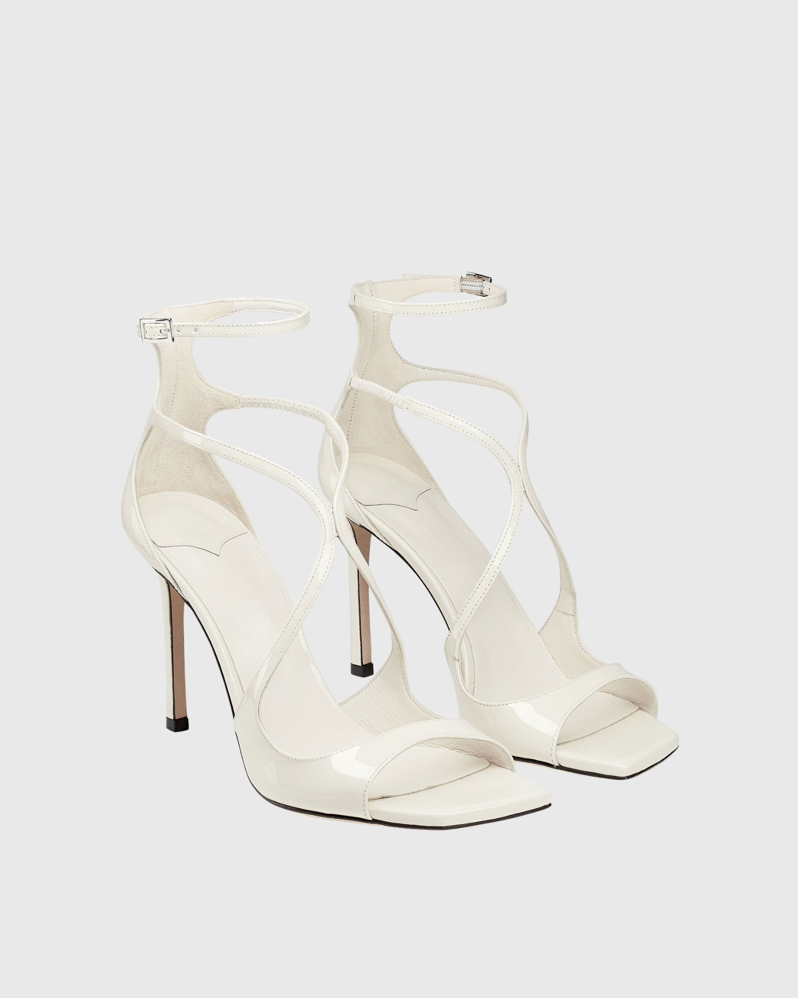Aryana Patent Leather Strap Sandals In White