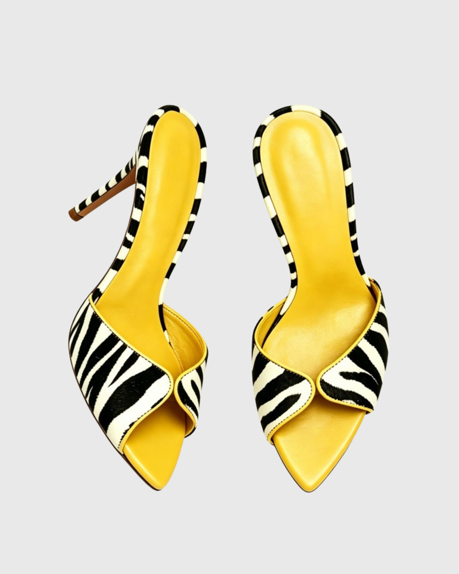 Mab Zebra Paint Mules In Yellow