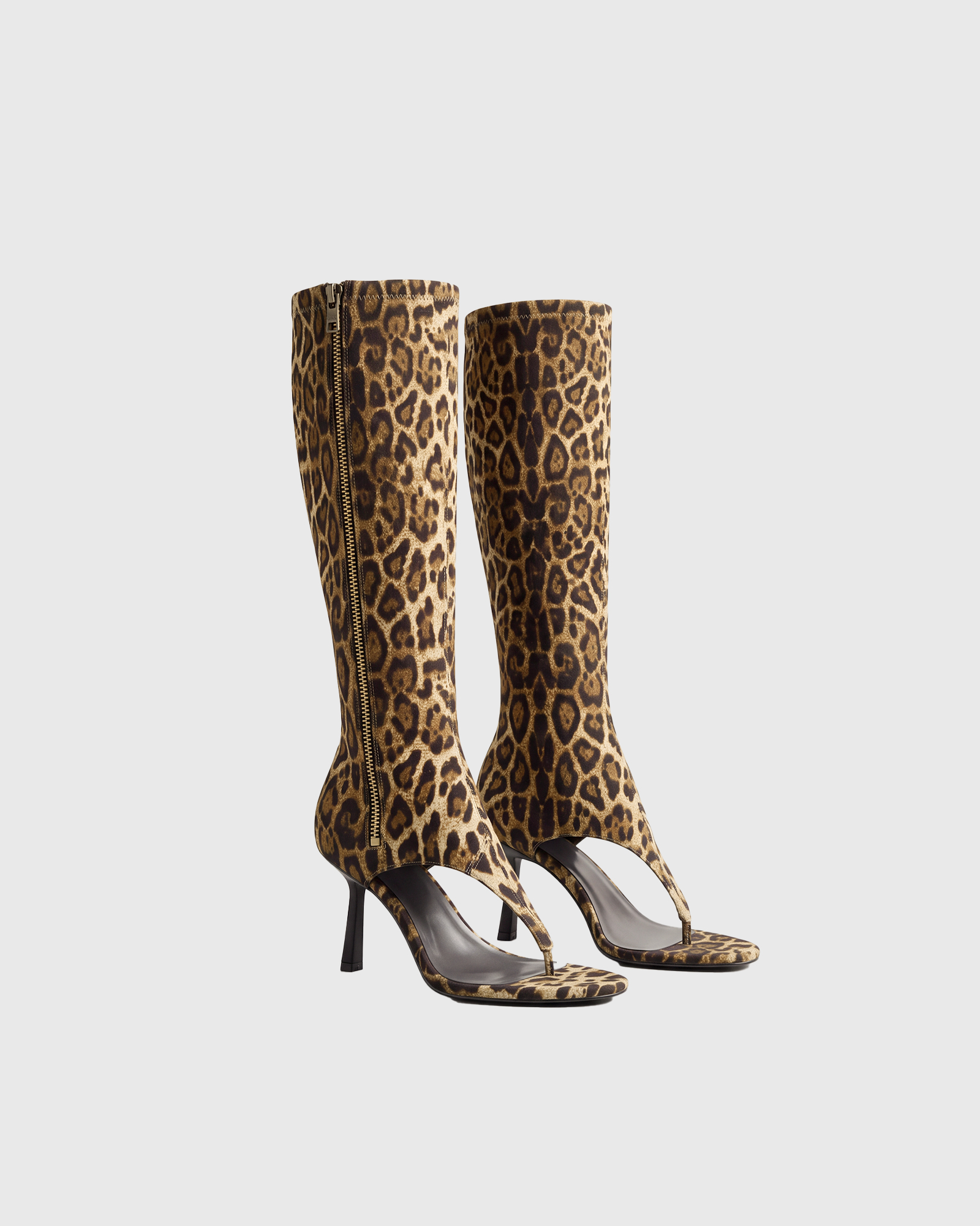 Marta Thong Leopard Knee High Boots