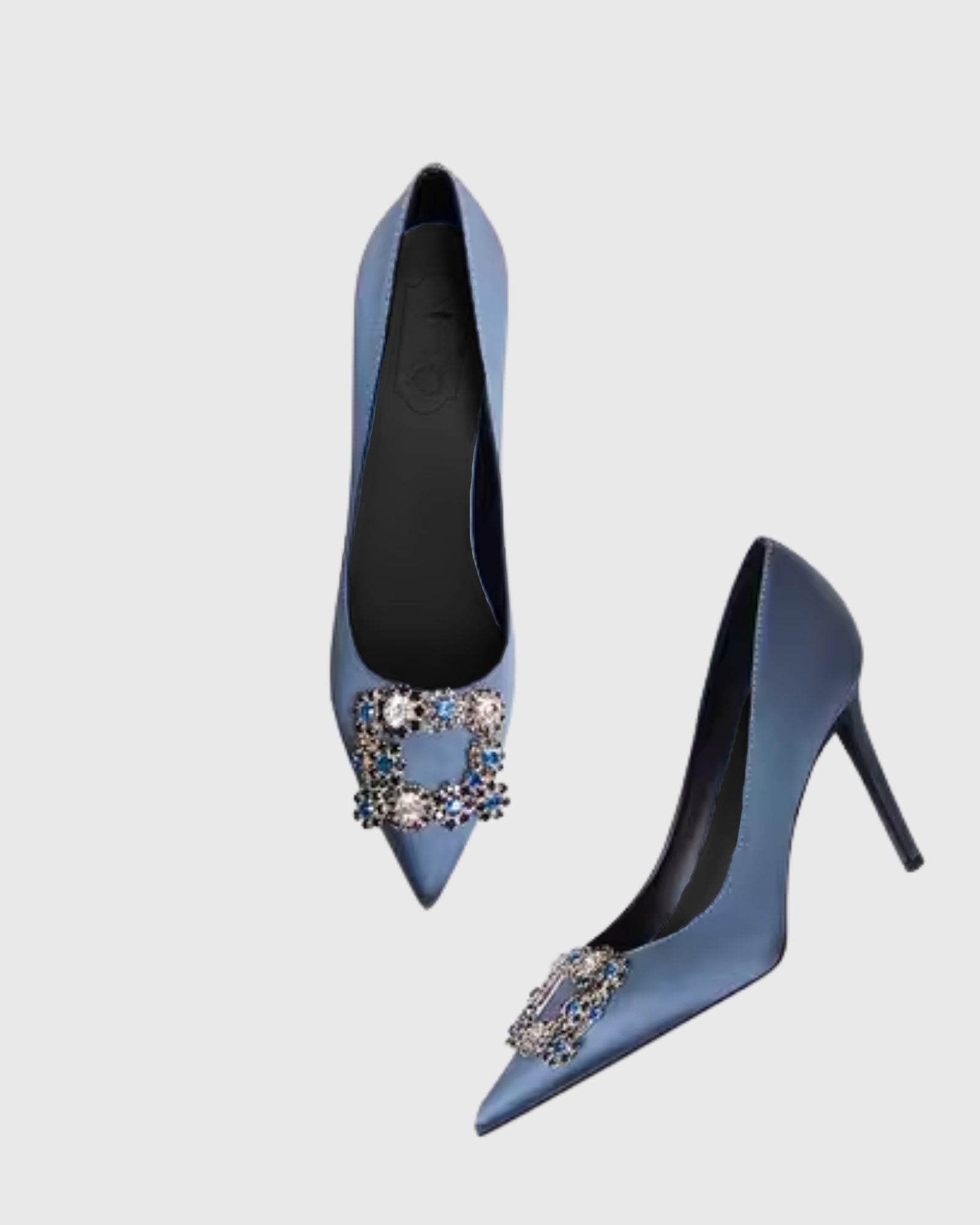 Sadah Rhinestone Buckle Pumps In Blue