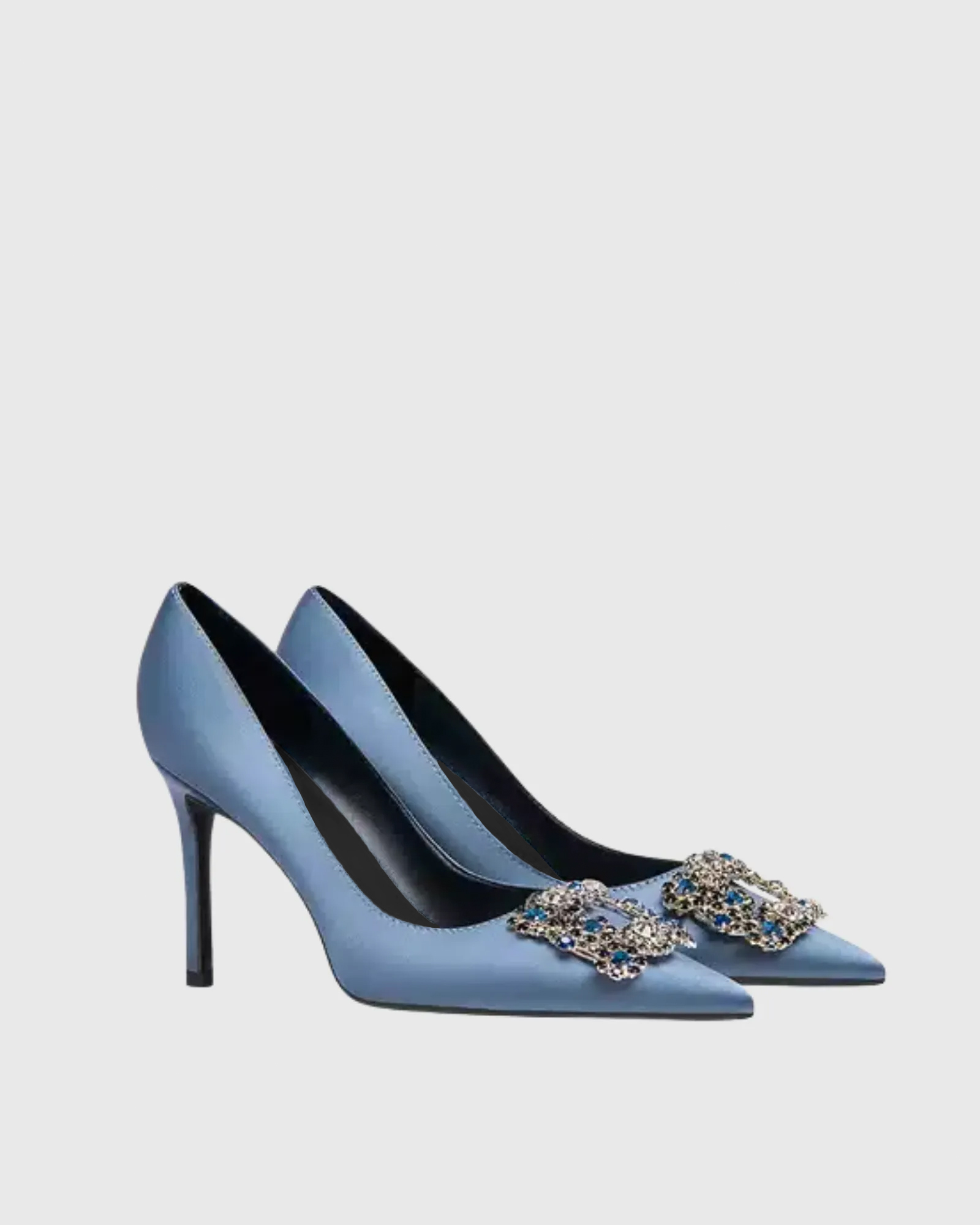 Sadah Rhinestone Buckle Pumps In Blue