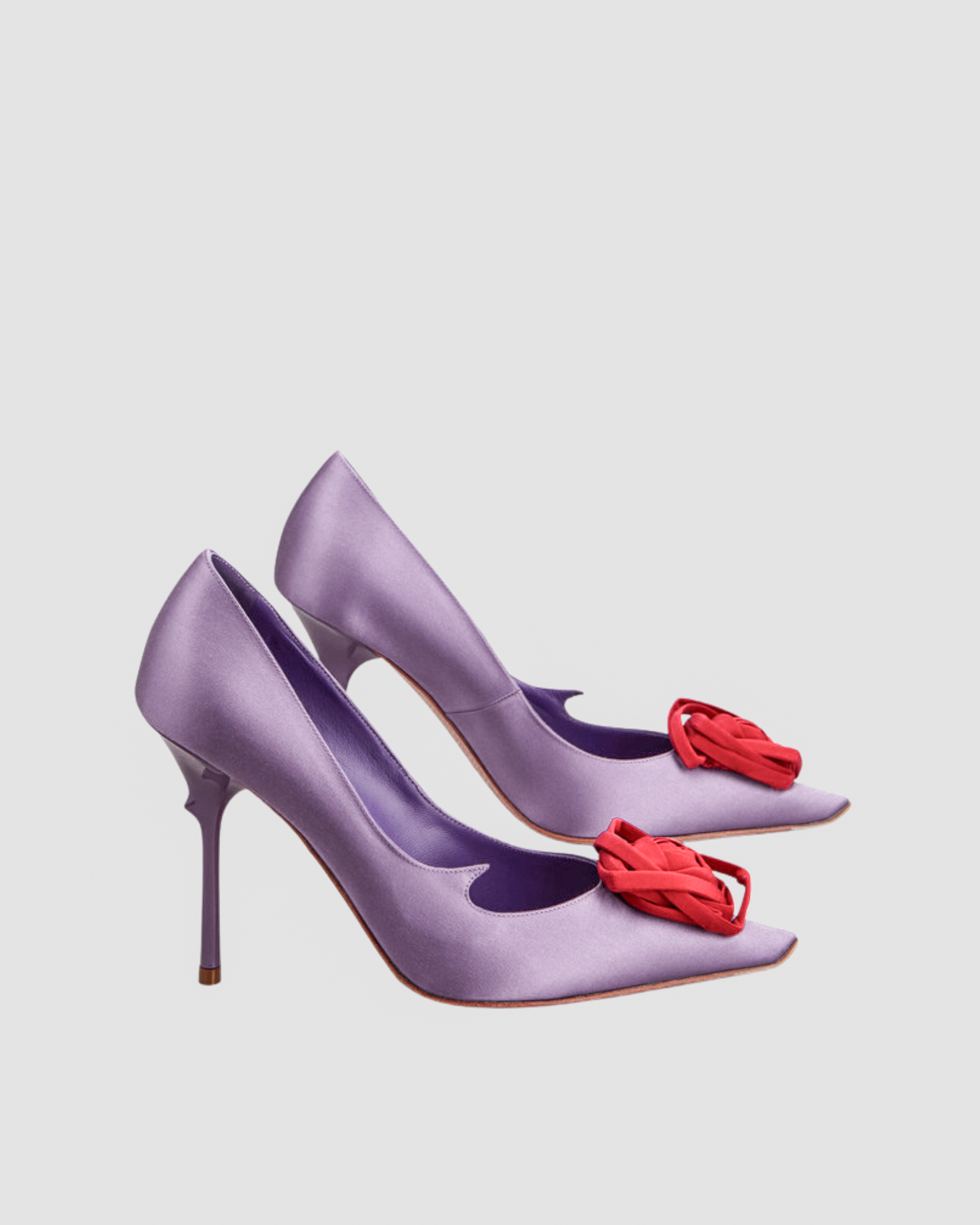 Sage Rose Satin Pumps In Violet