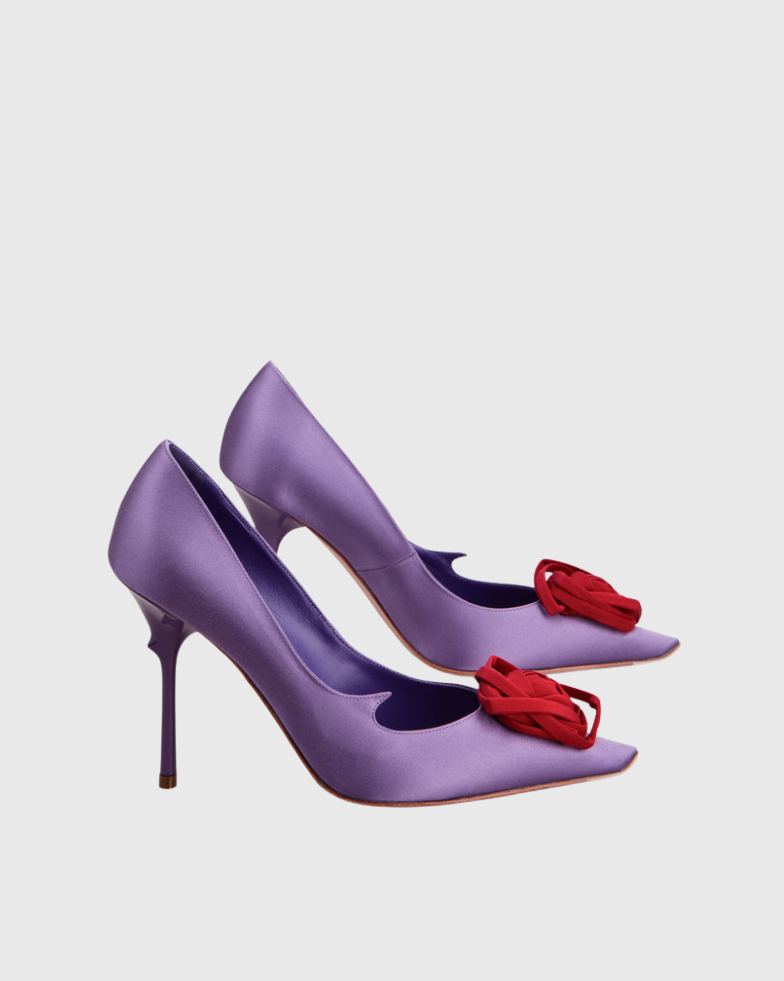 Sage Rose Satin Pumps In Violet