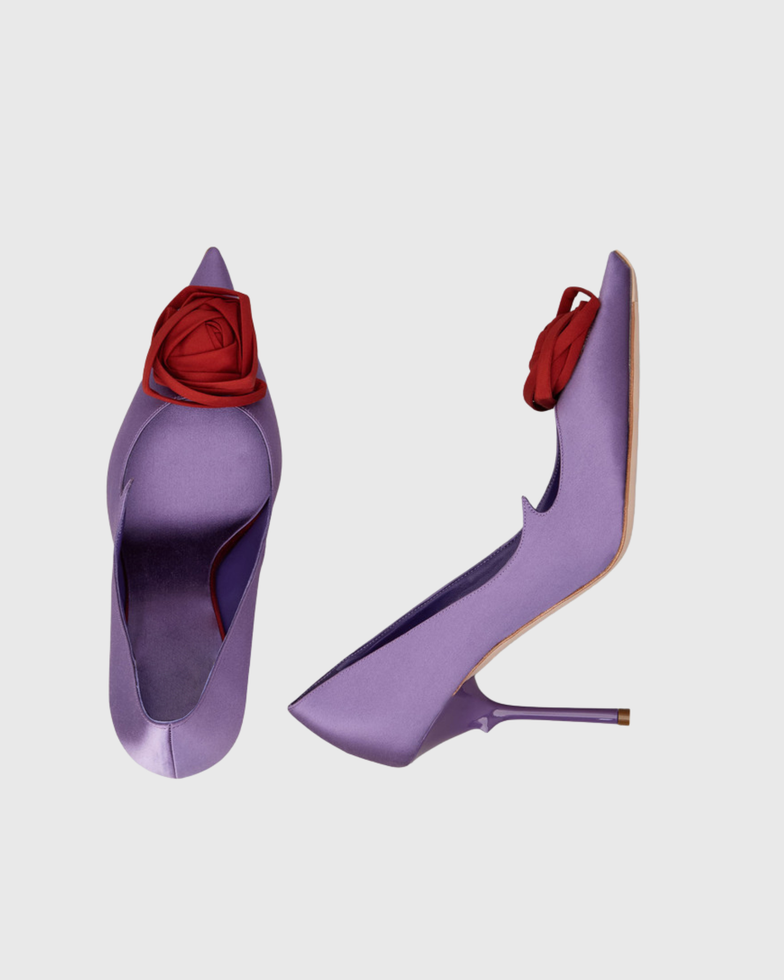 Sage Rose Satin Pumps In Violet