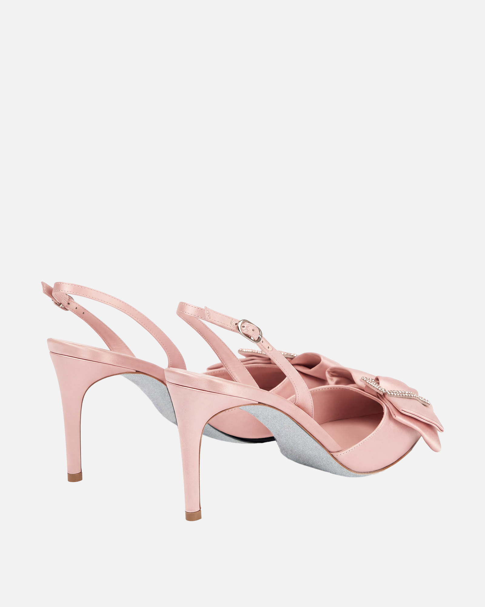 Sani Bow Satin Slingback Pumps In Pink