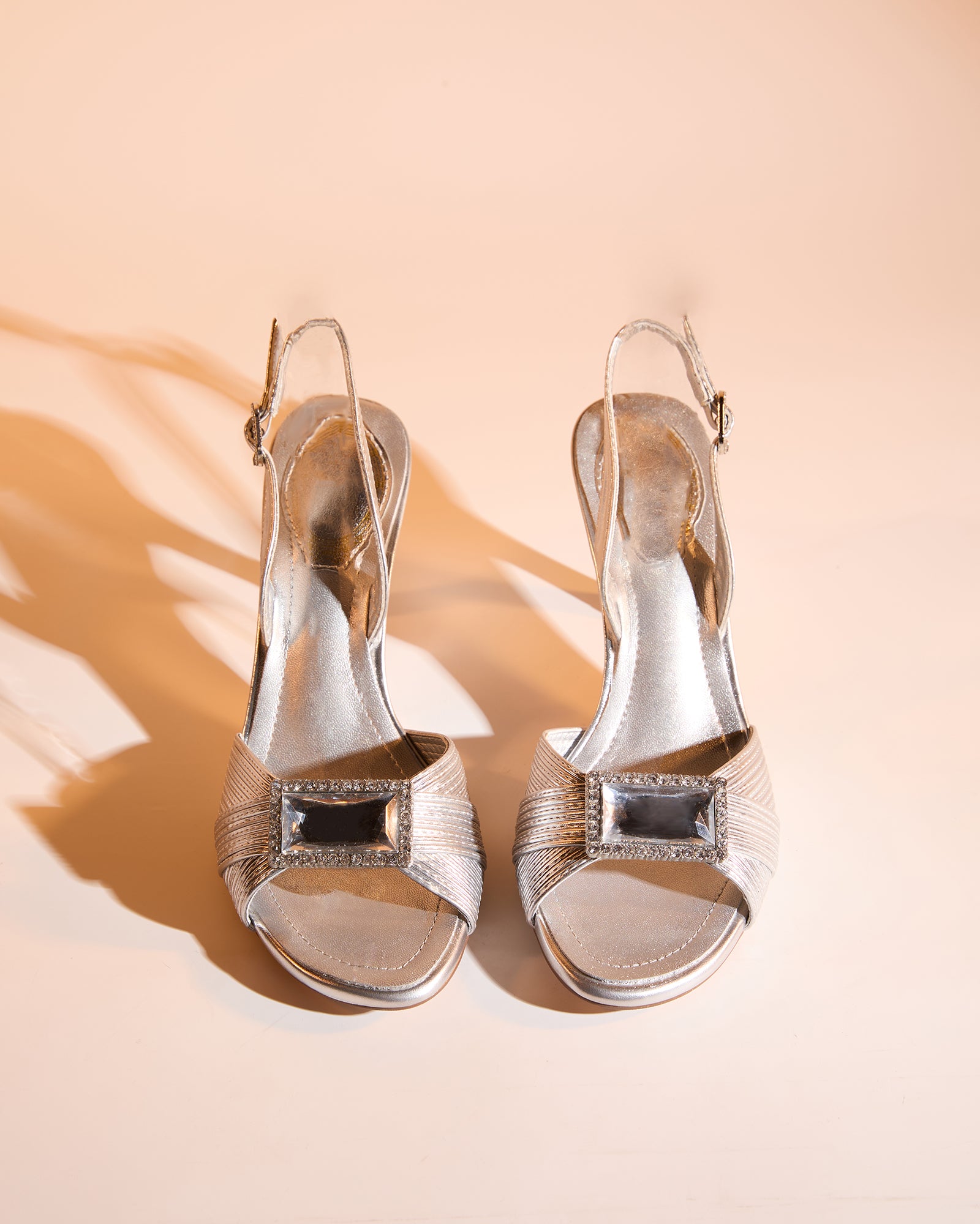 Sevan Vintage Rhinestone Slingback Sandals In Silver