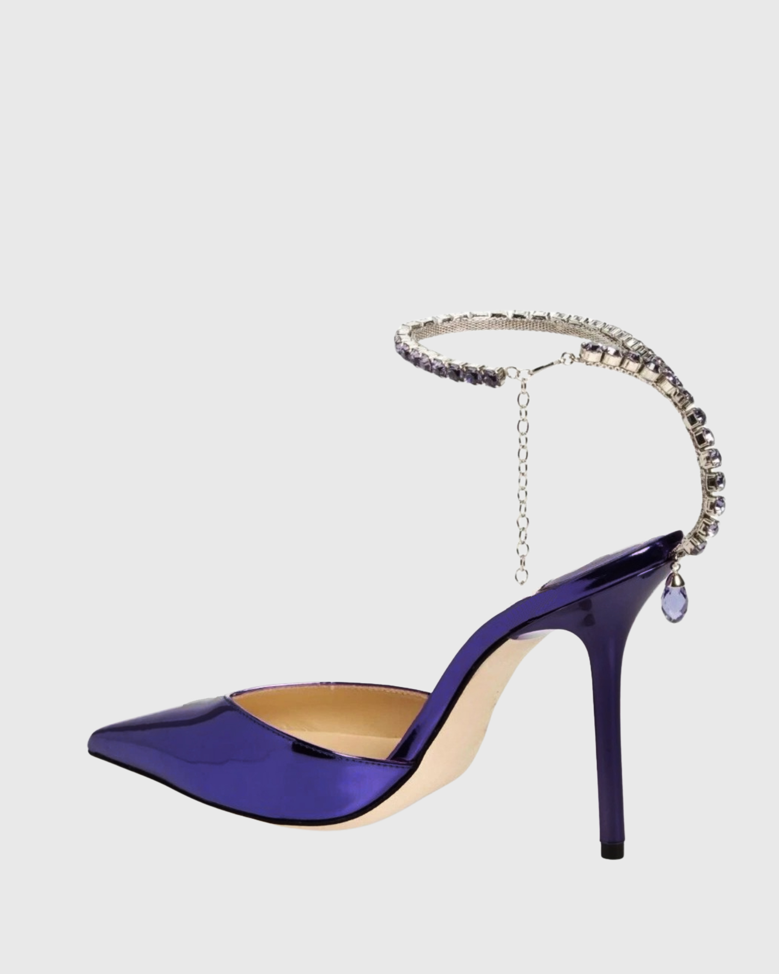 Silva Metallic Rhinestone Strap Pumps In Purple
