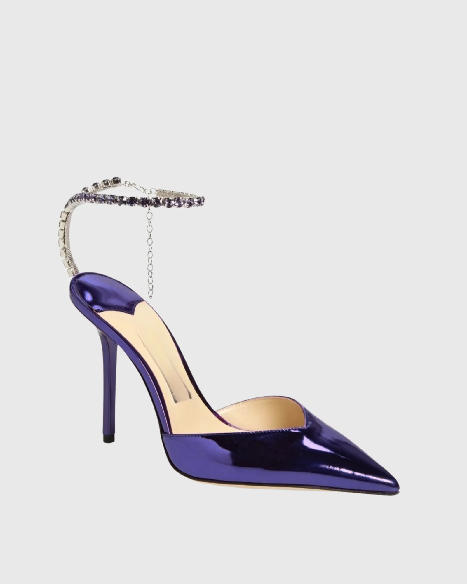 Silva Metallic Rhinestone Strap Pumps In Purple