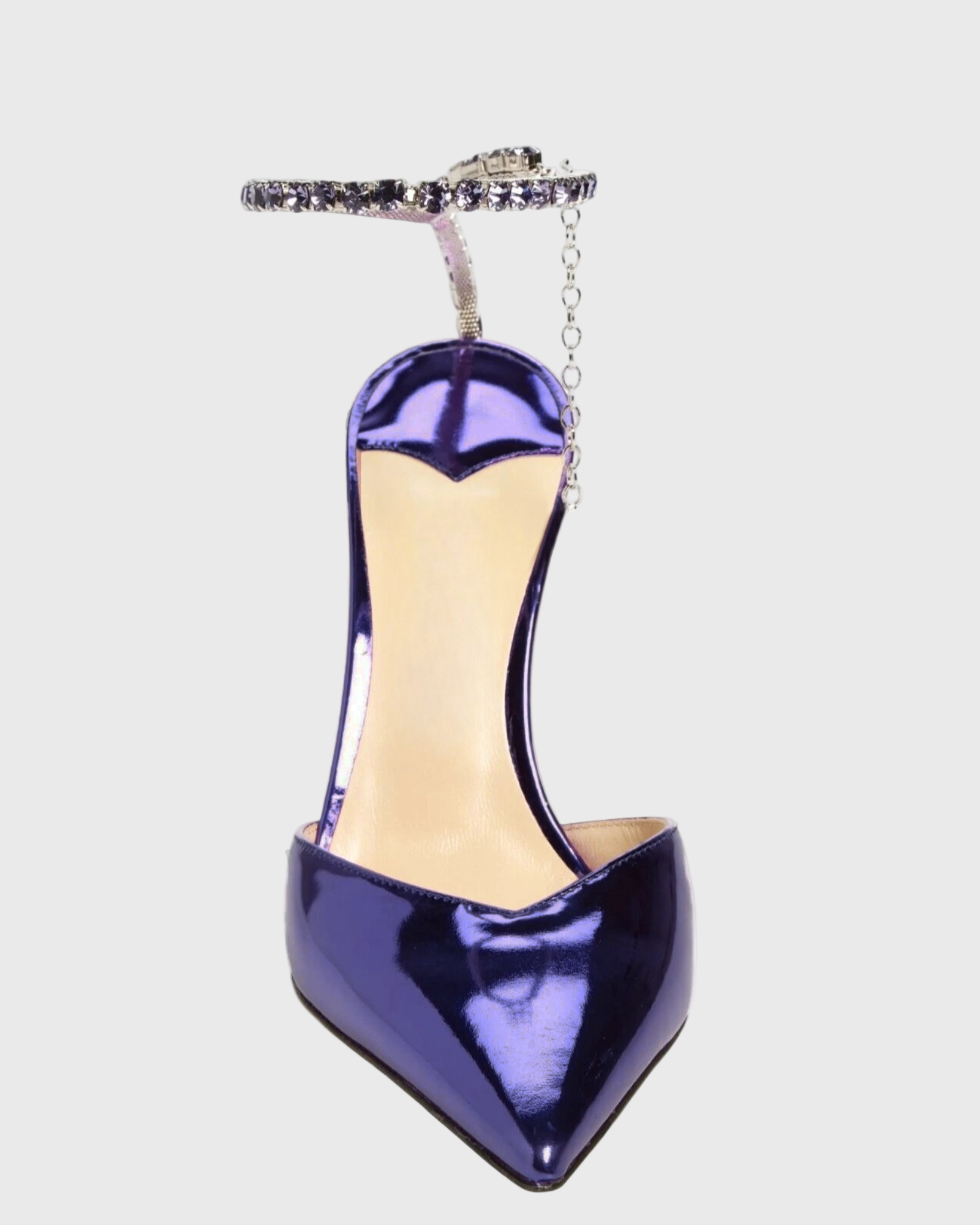 Silva Metallic Rhinestone Strap Pumps In Purple