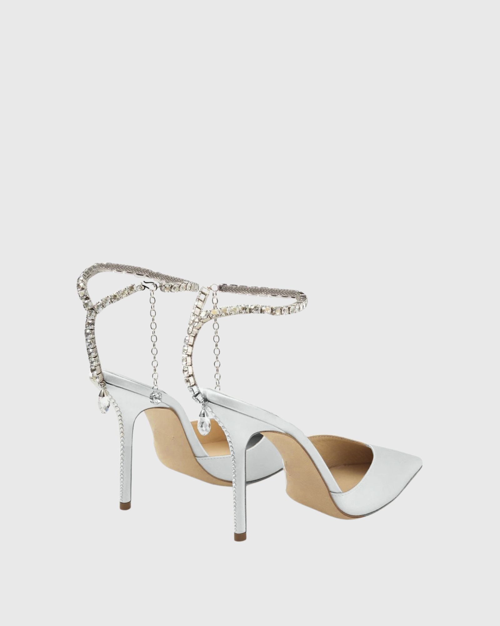 Silva Rhinestone Strap Satin Pumps In White