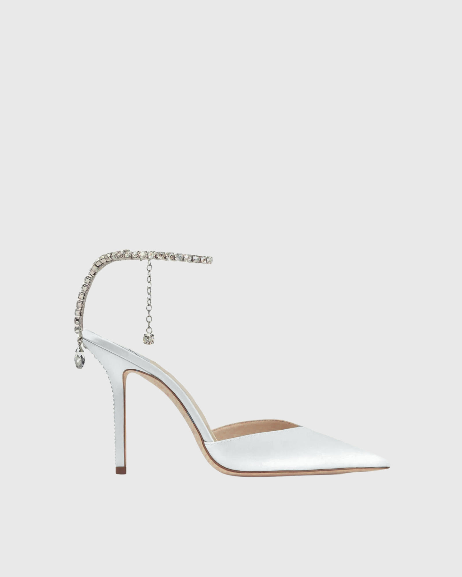 Silva Rhinestone Strap Satin Pumps In White