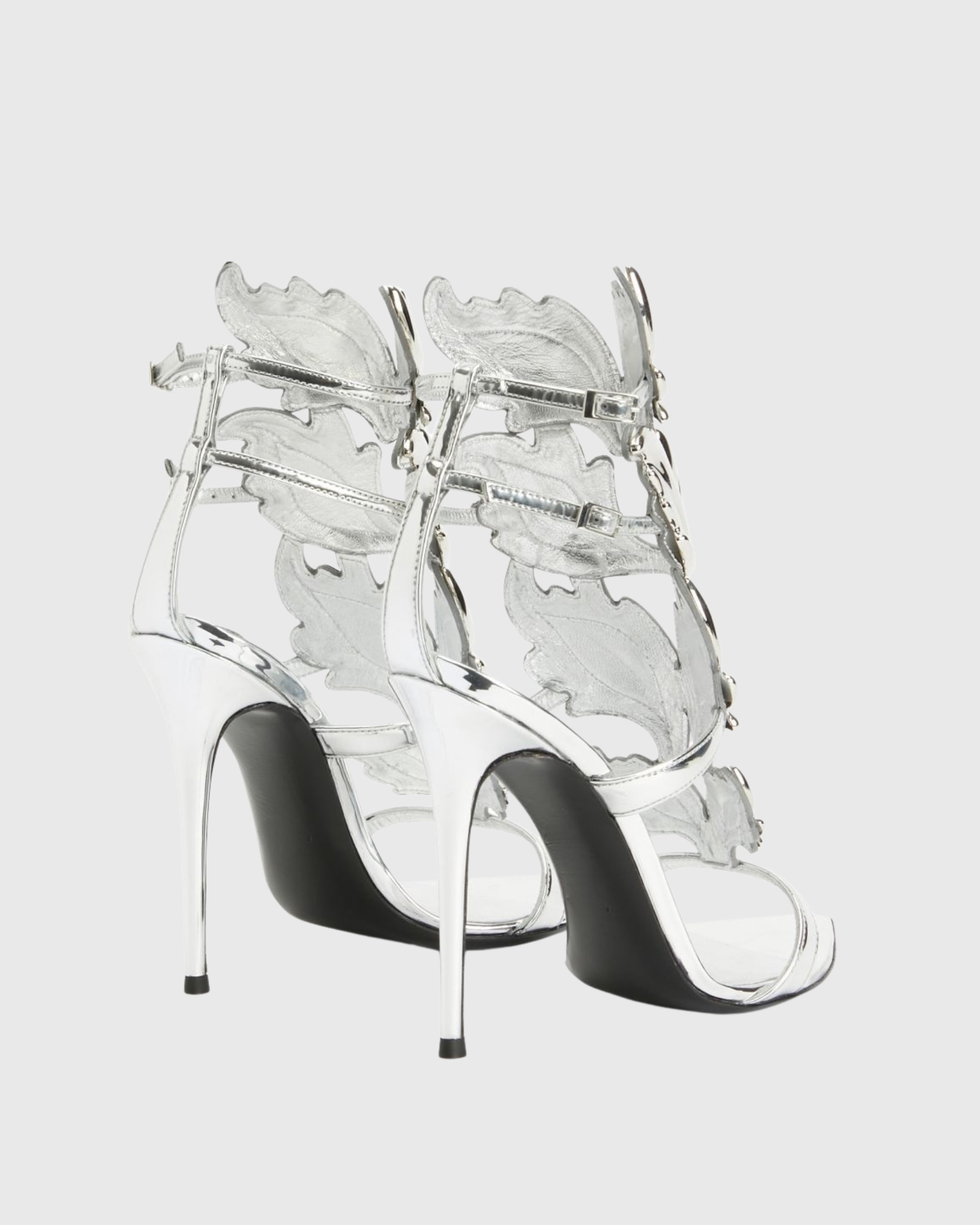 Tatiana Mirrored Wing Sandals In Silver