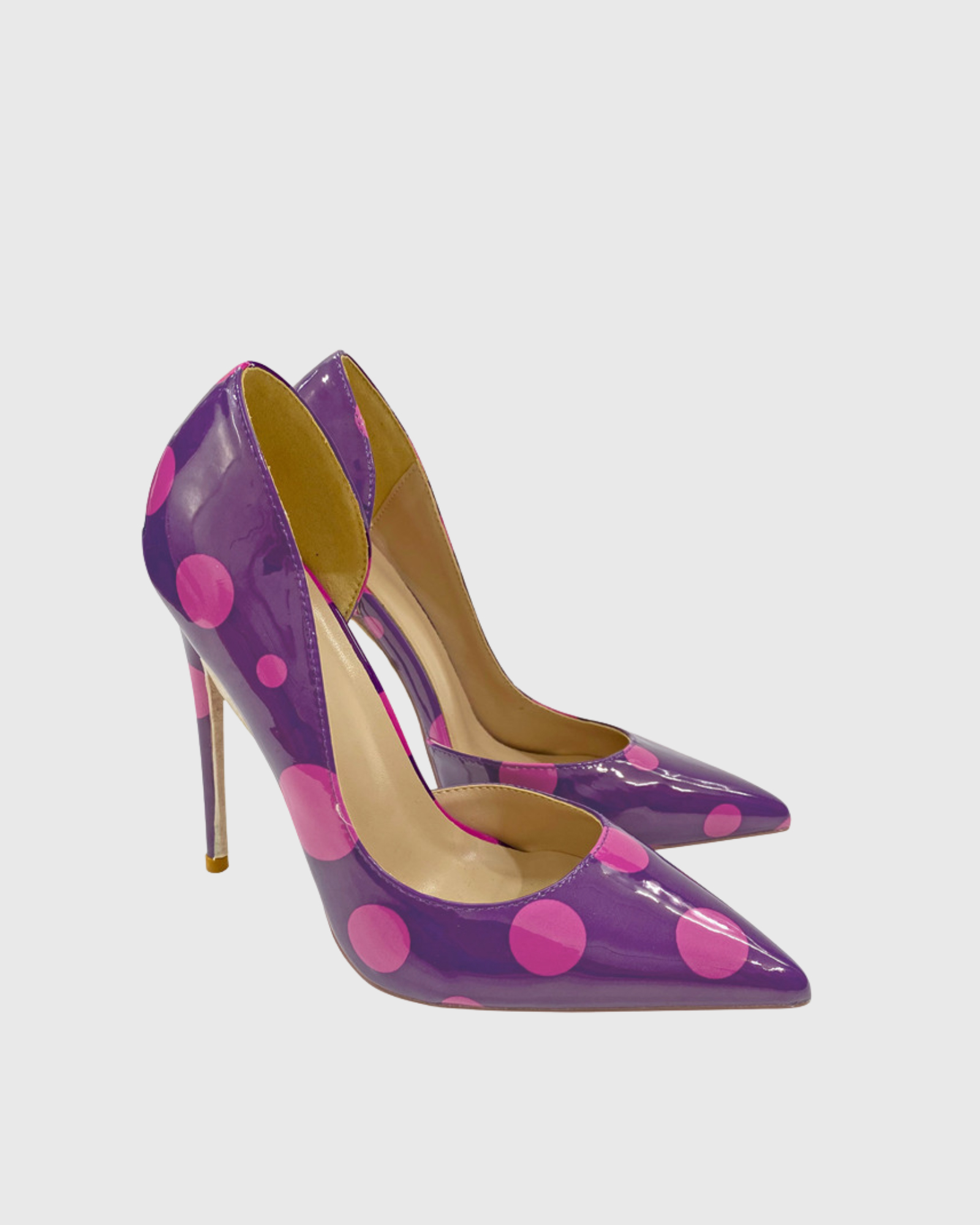 Tina Polka Dots Side Cut Pumps In Purple