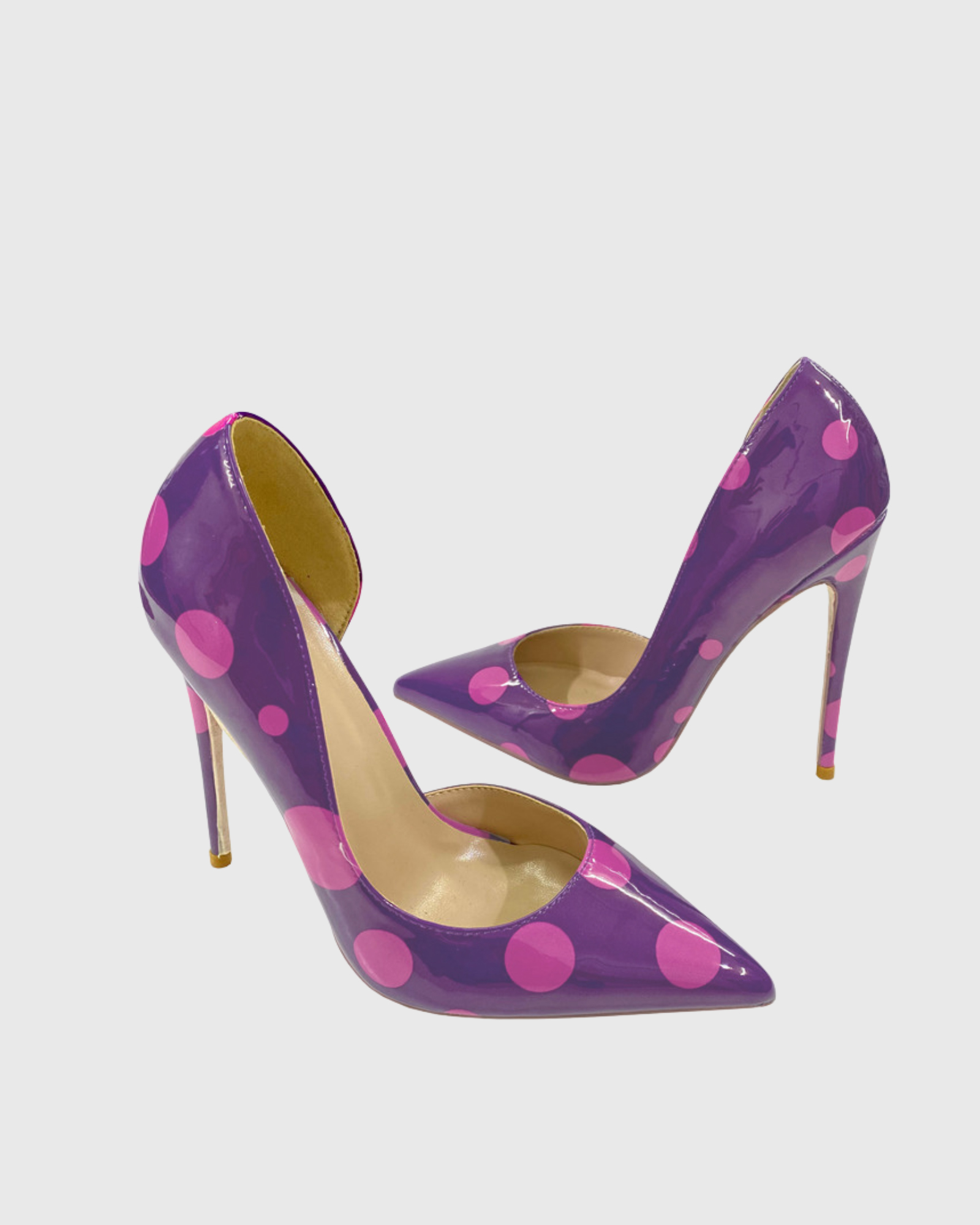 Tina Polka Dots Side Cut Pumps In Purple