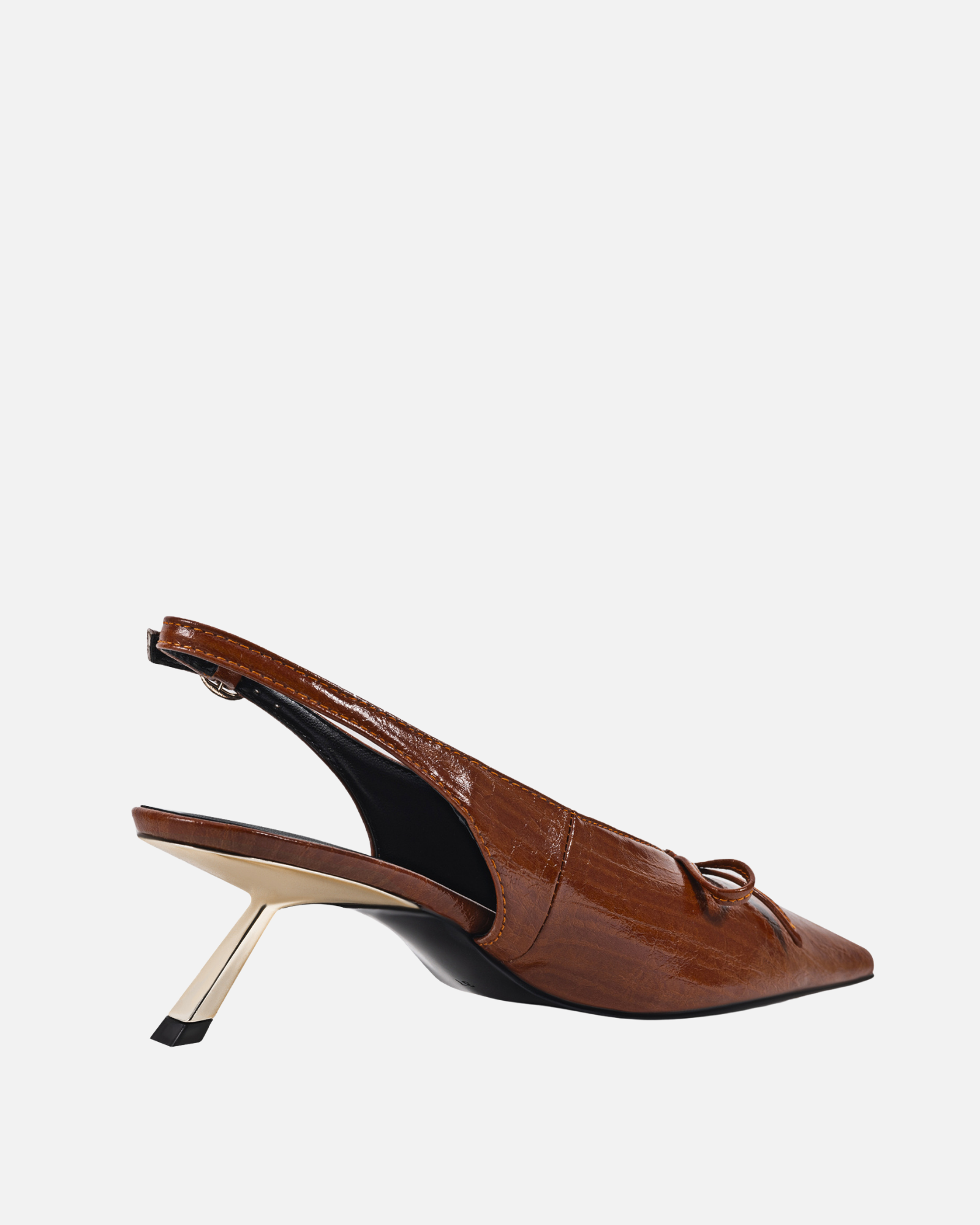 Wera Bow Slingback Kitten Heels In Brown