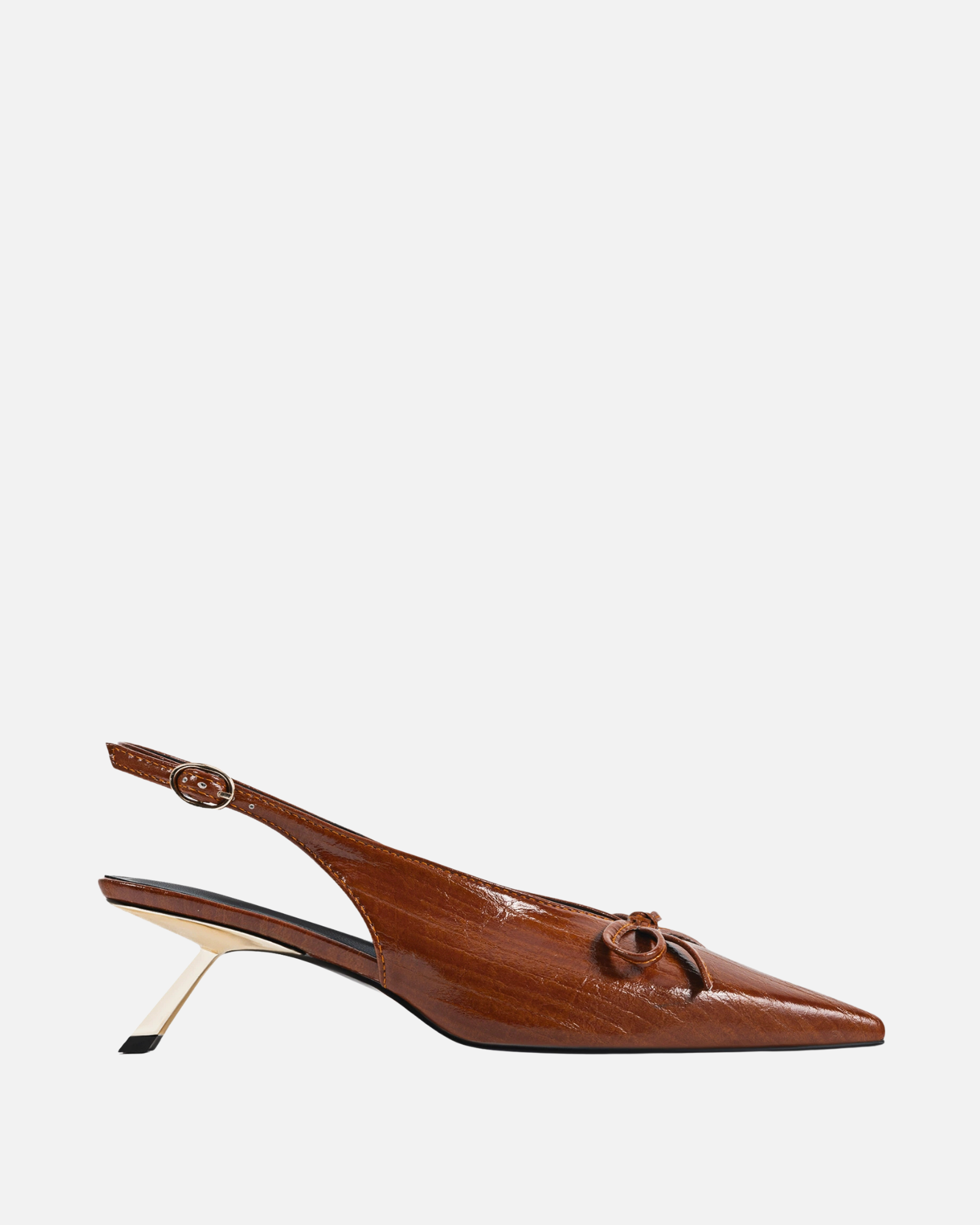 Wera Bow Slingback Kitten Heels In Brown