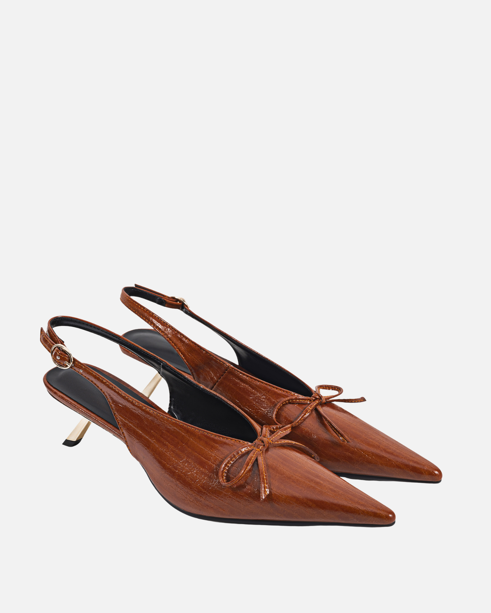 Wera Bow Slingback Kitten Heels In Brown