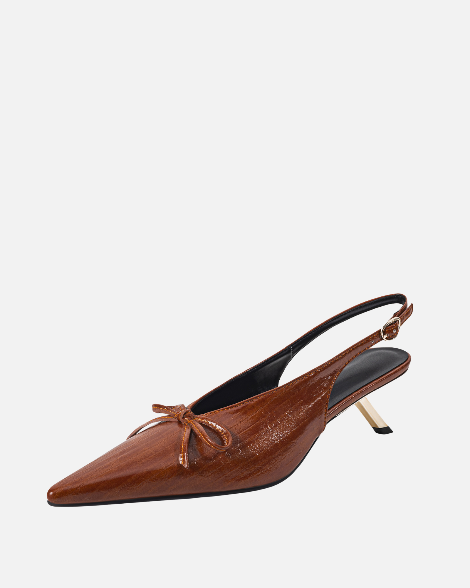 Wera Bow Slingback Kitten Heels In Brown