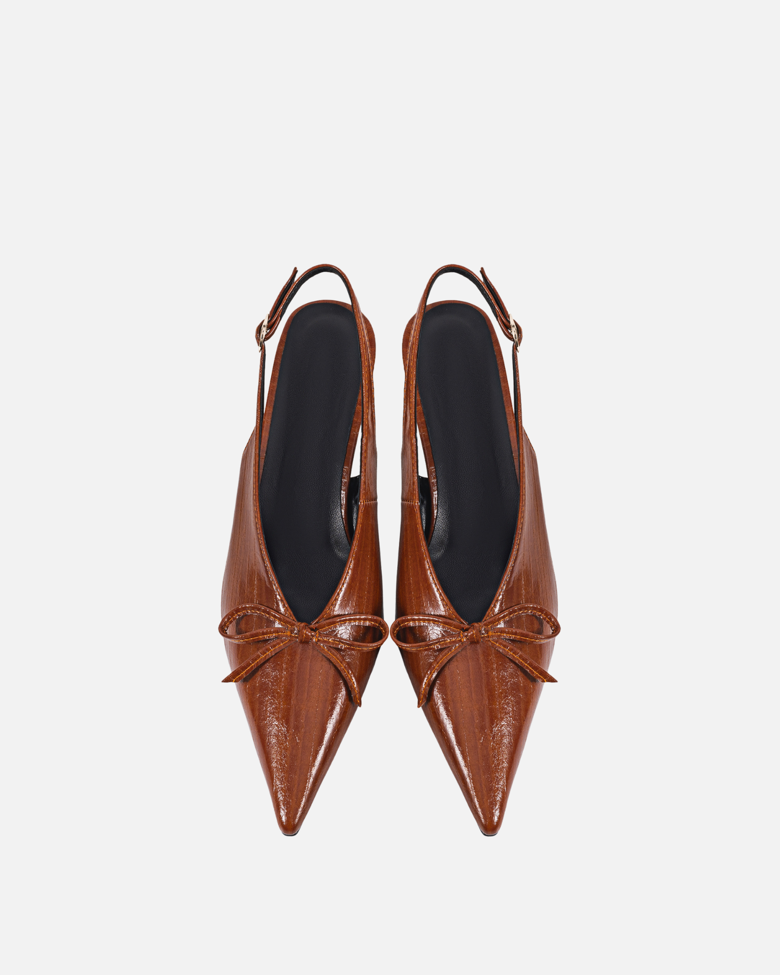Wera Bow Slingback Kitten Heels In Brown