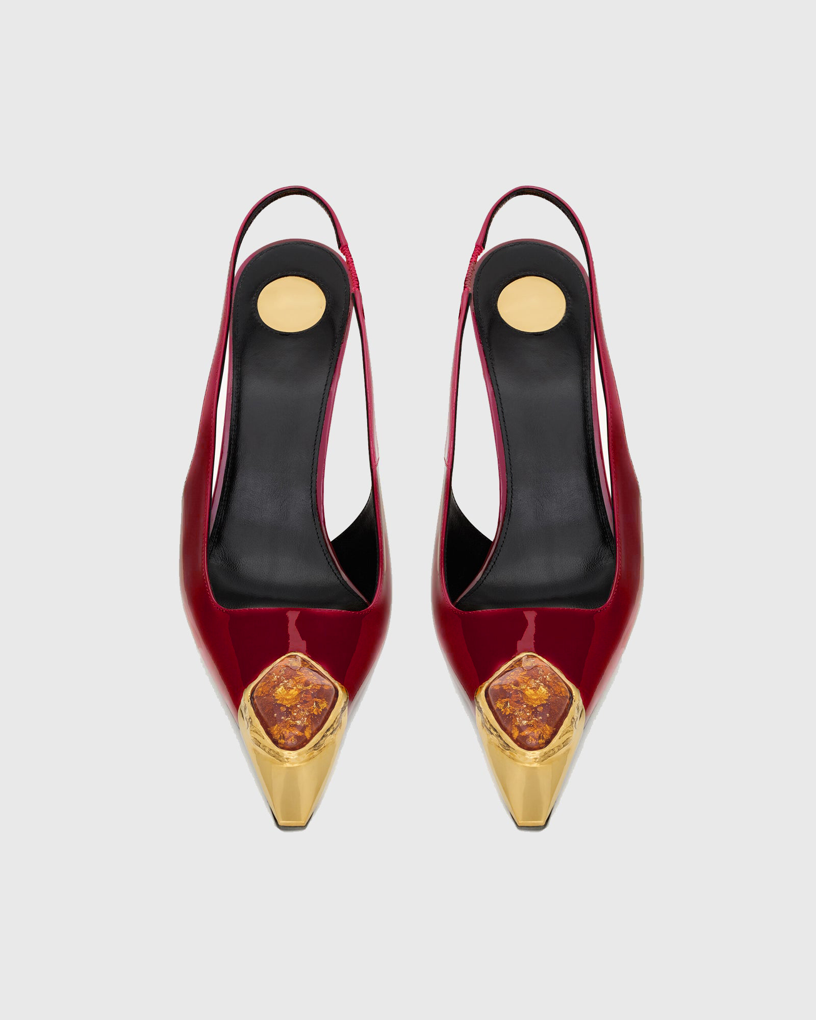 Xue Rhinestone Toe Slingback Pumps In Red