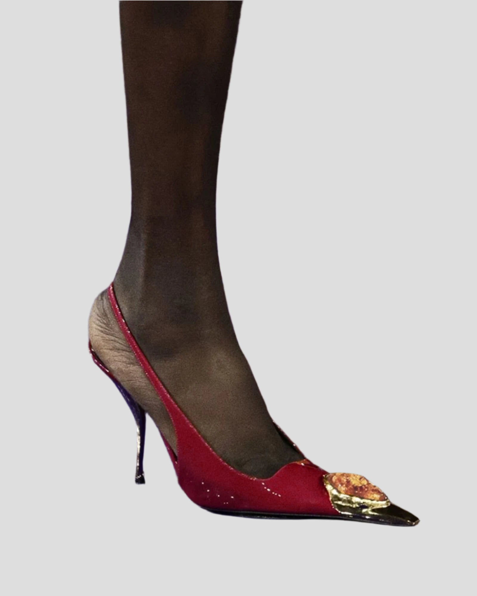 Xue Rhinestone Toe Slingback Pumps In Red