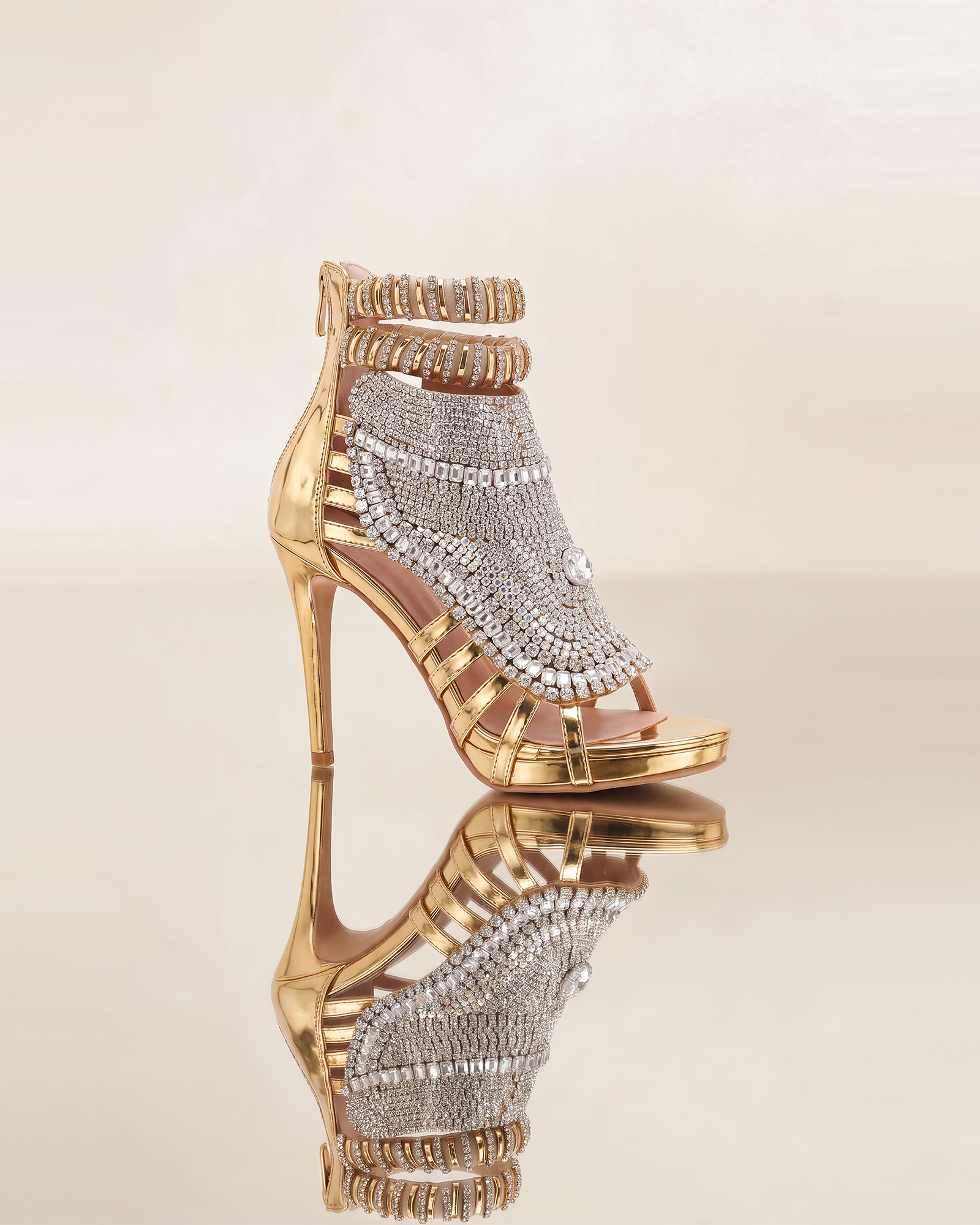 Edith Rhinestone Embellished Strap Sandals In Sliver