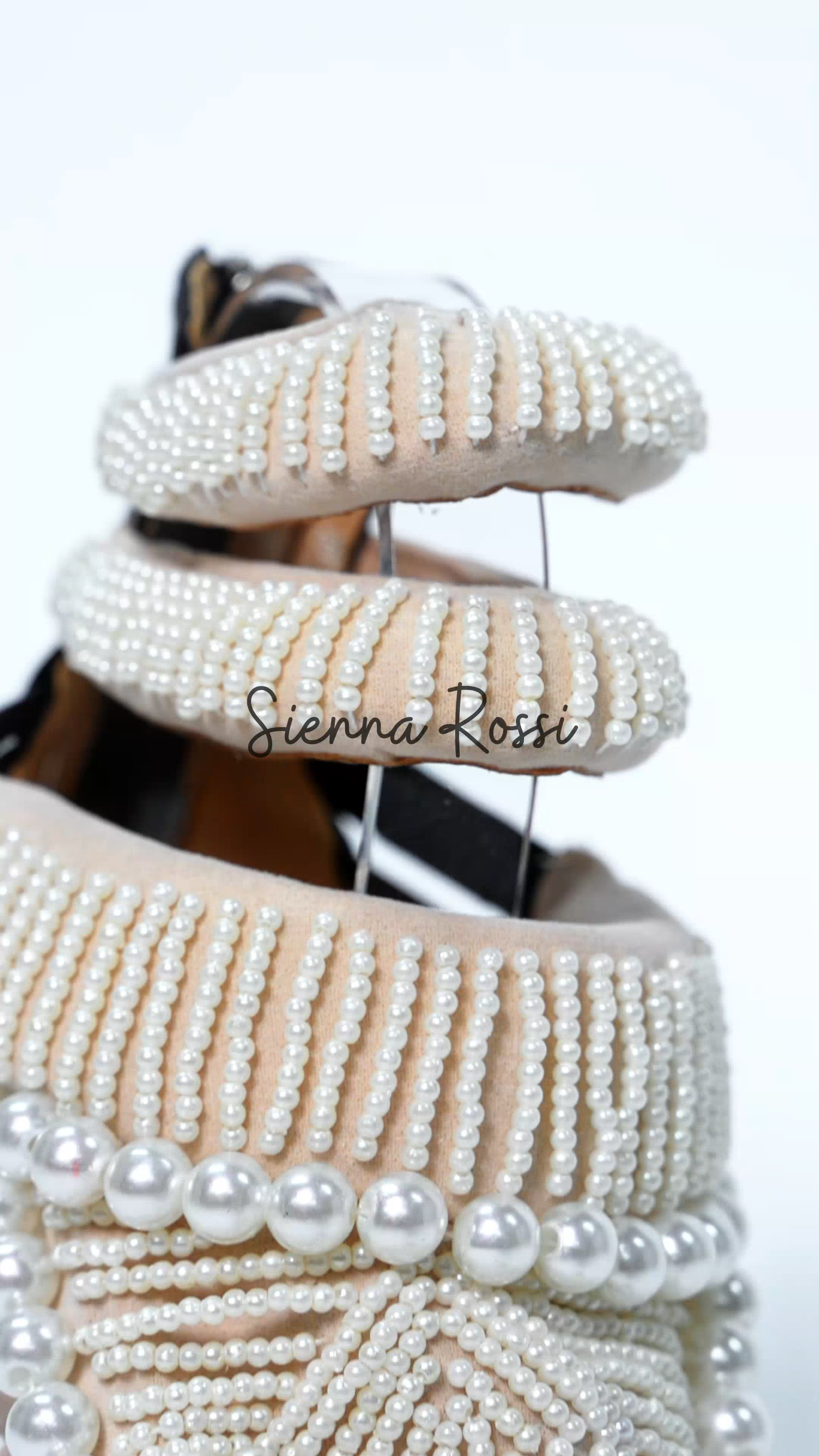 Edith Pearl  Embellished Strap Sandals In Mocha