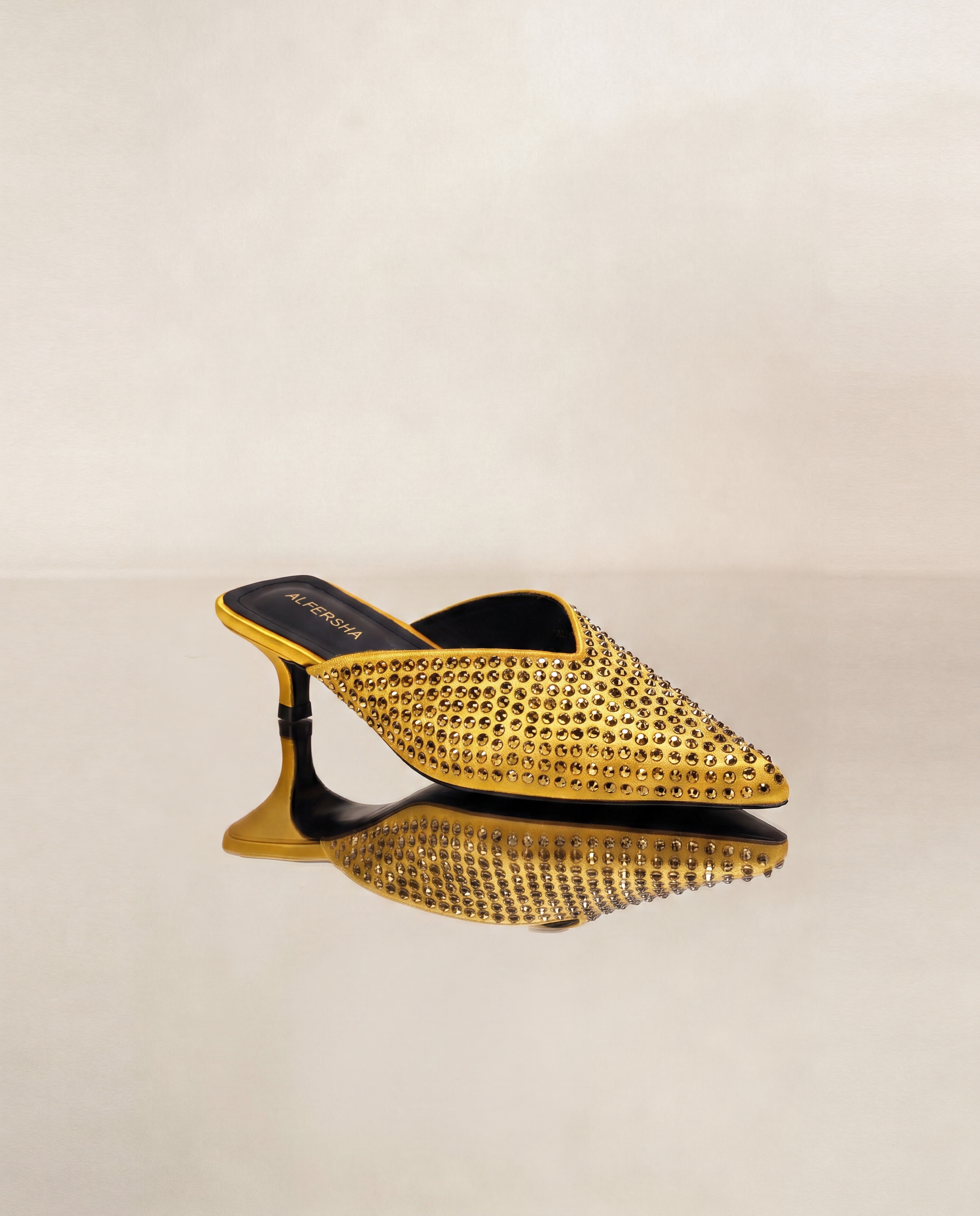 Kylee Rhinestone Kitten Heel Mules In Yellow